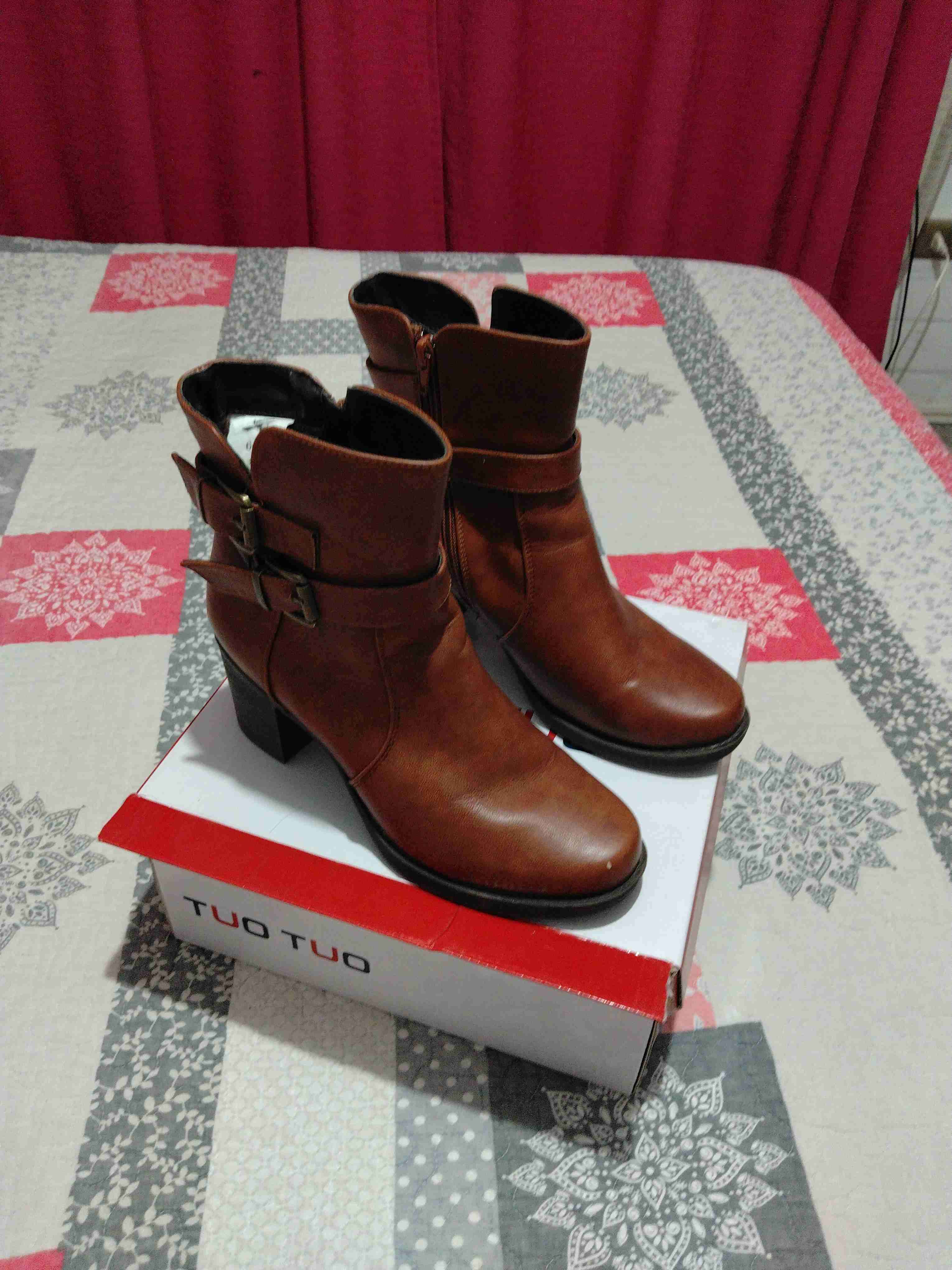 Botines marrones de cuero con tacón - miniatura 6