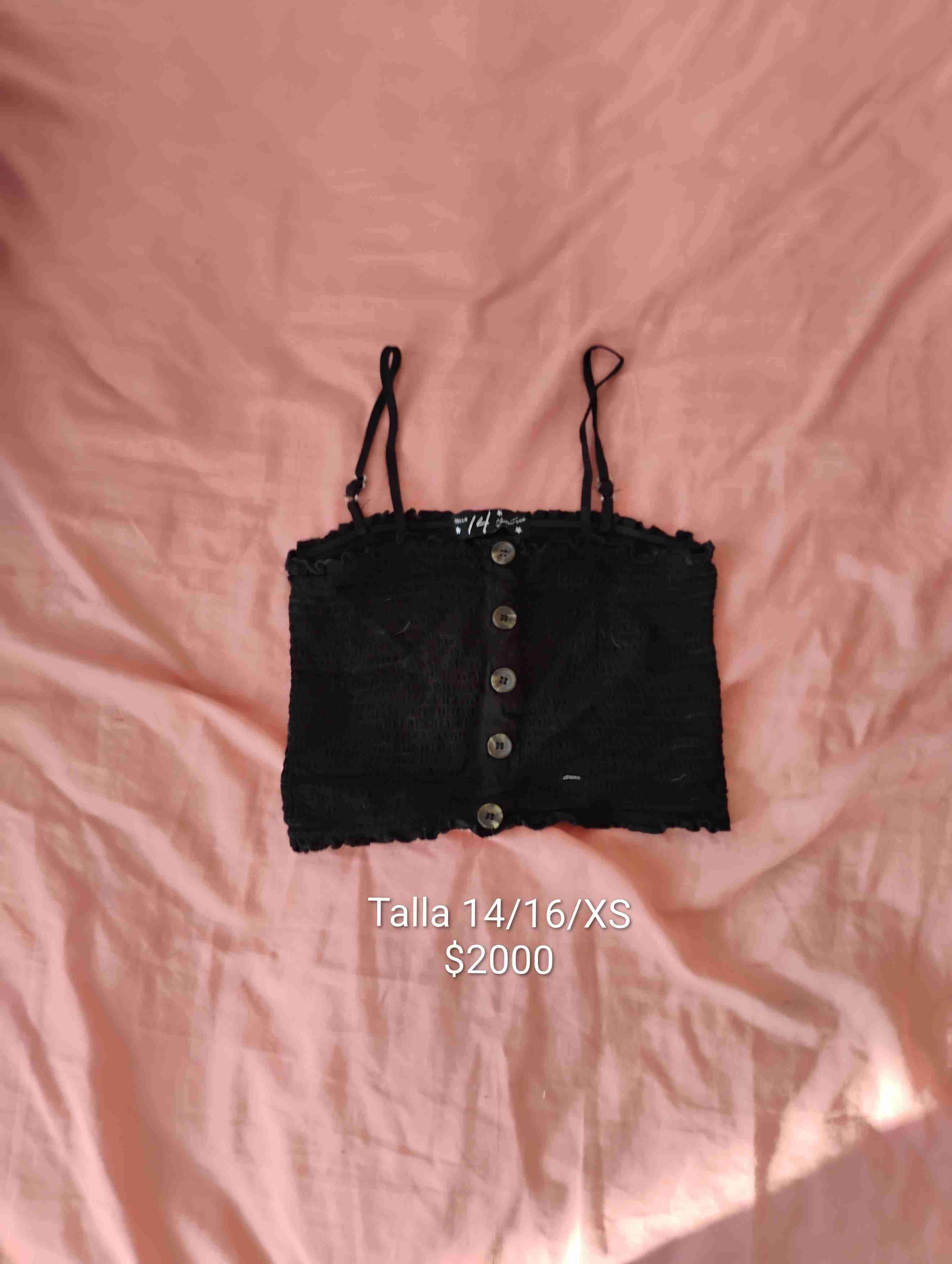 Top negro botón mujer XS