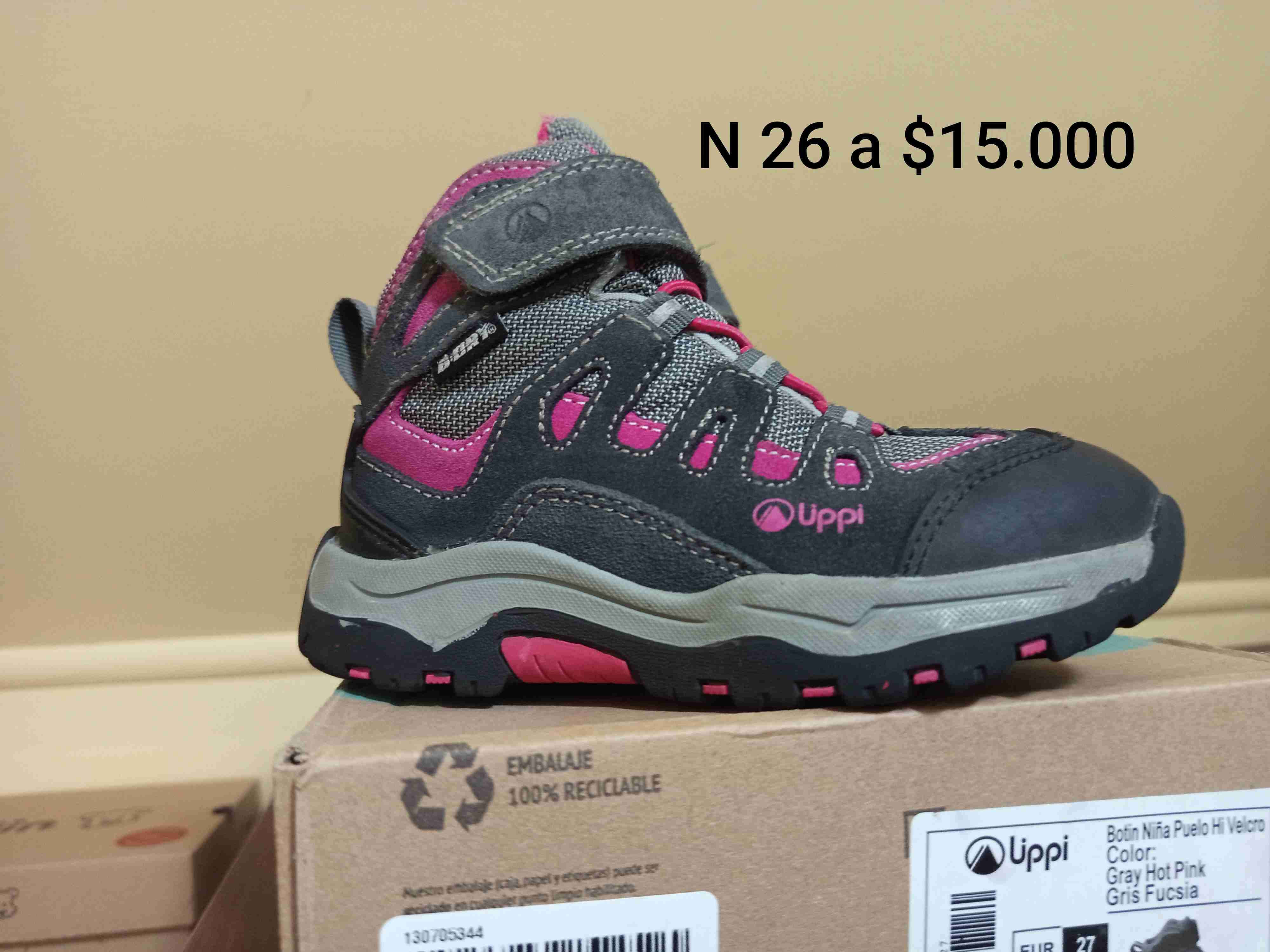 Botín infantil gris y fucsia N 26 - 1