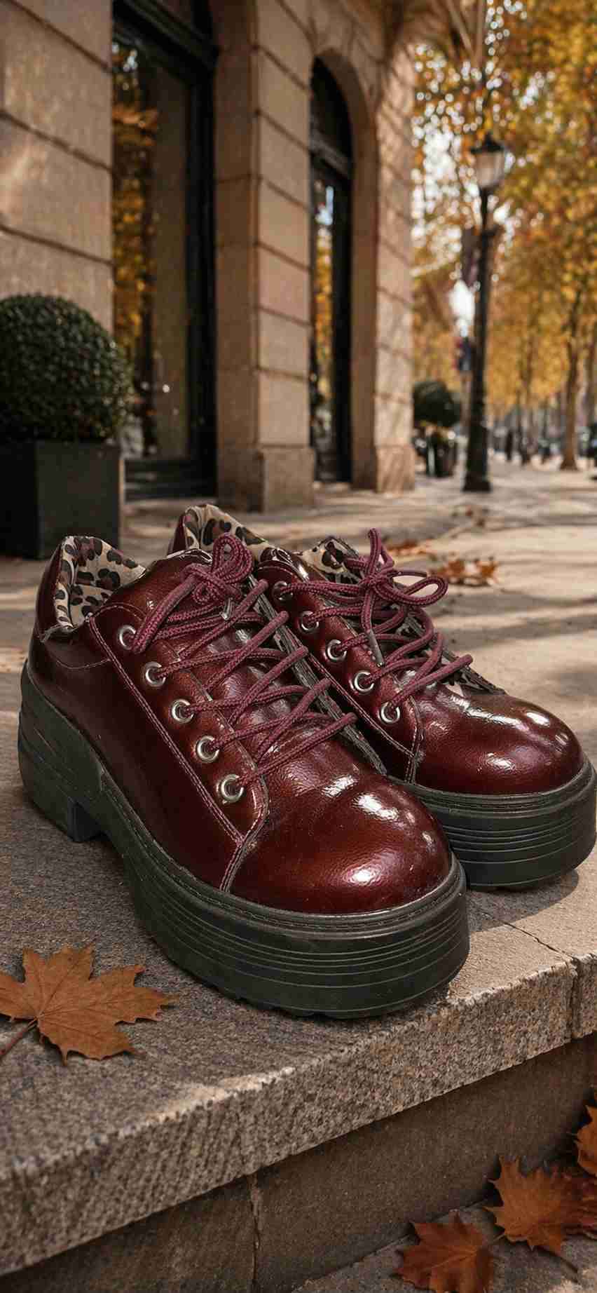 Zapatos de cuero burdeos - 1