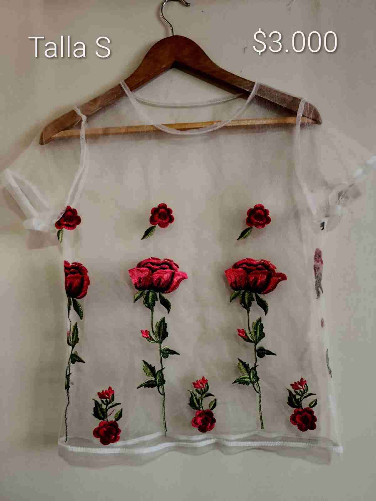 Polera transparente bordada