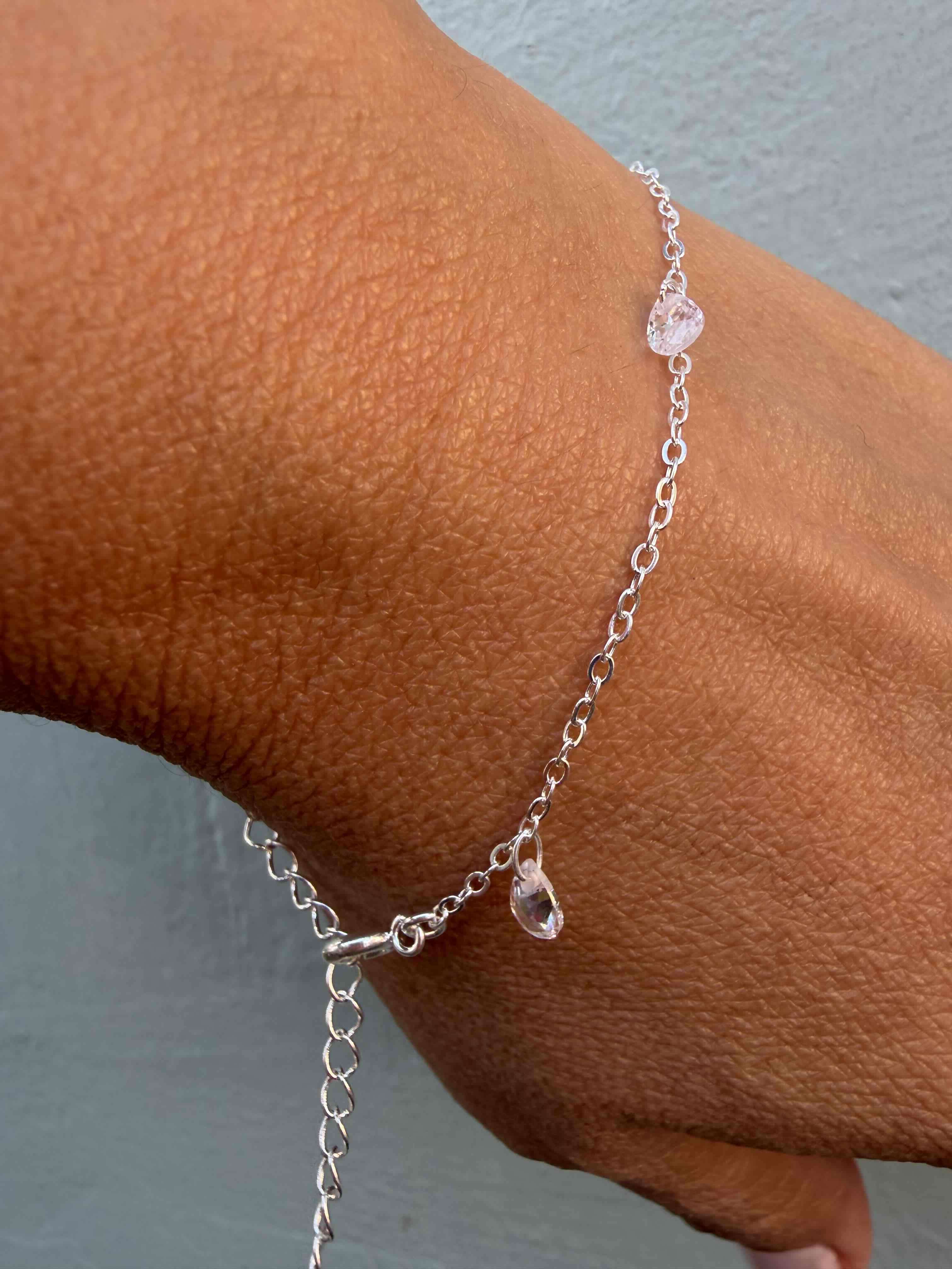 Pulsera plateada con cristal - miniatura 2