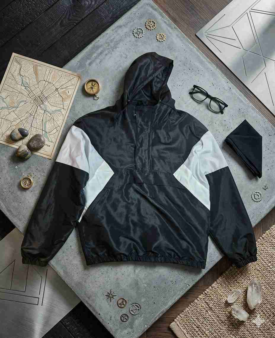 Cortavientos negro con capucha - miniatura 2