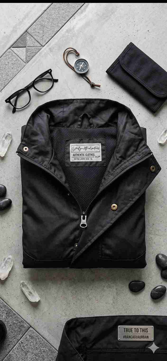 Cortavientos negro con capucha - miniatura 3