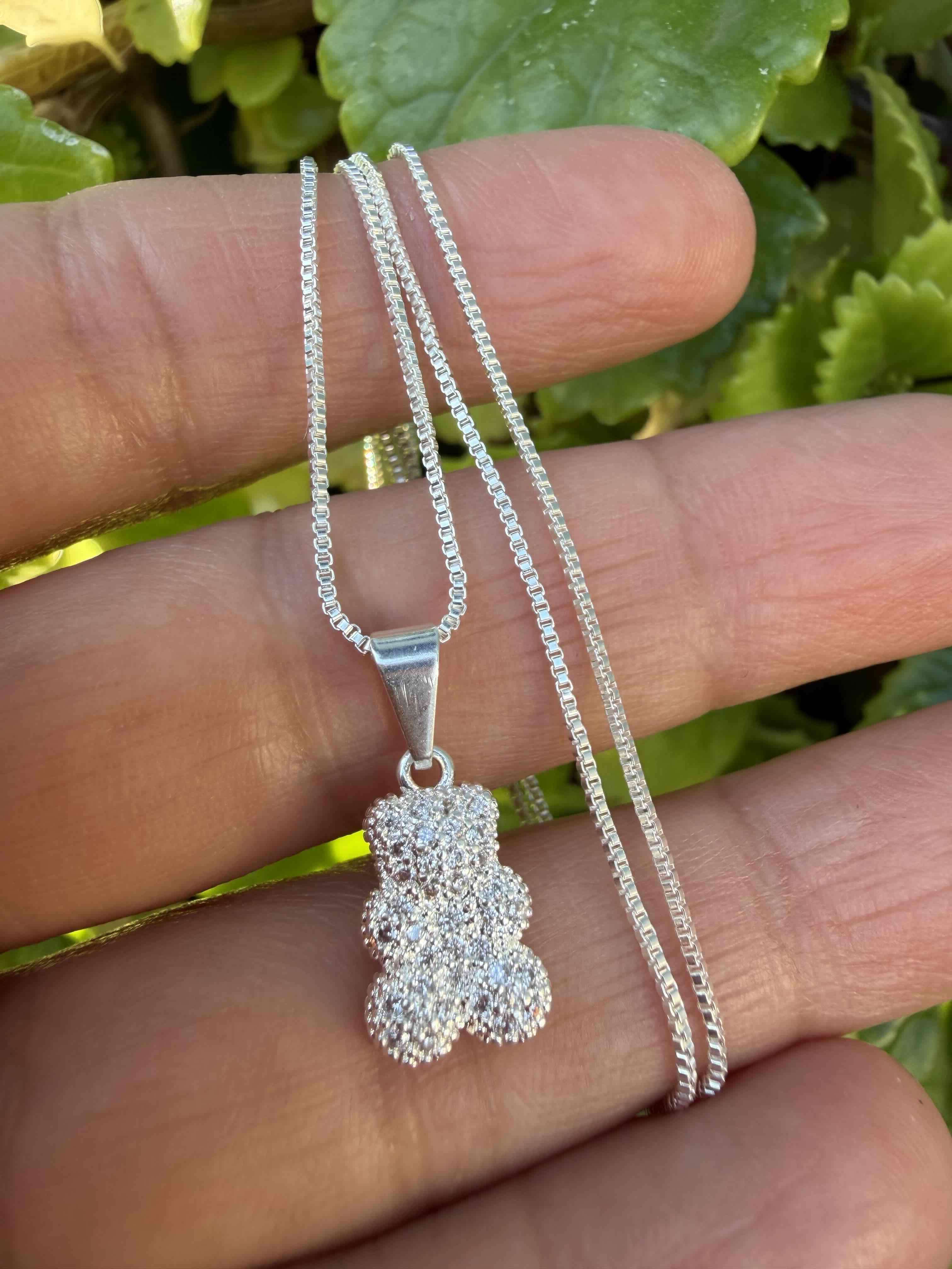 Collar de plata con colgante oso - miniatura 1