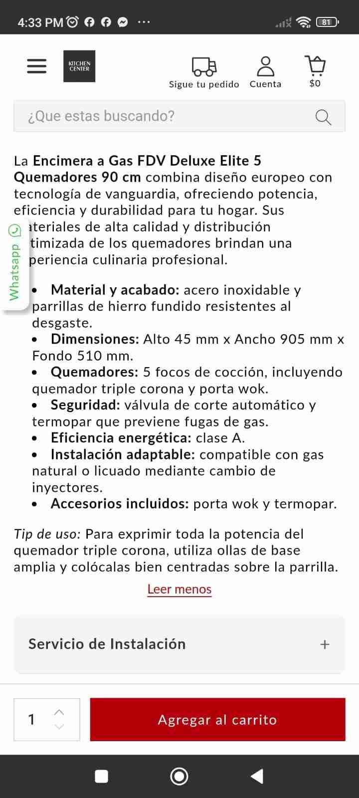 Encimera a gas 90 cm FDV - miniatura 4