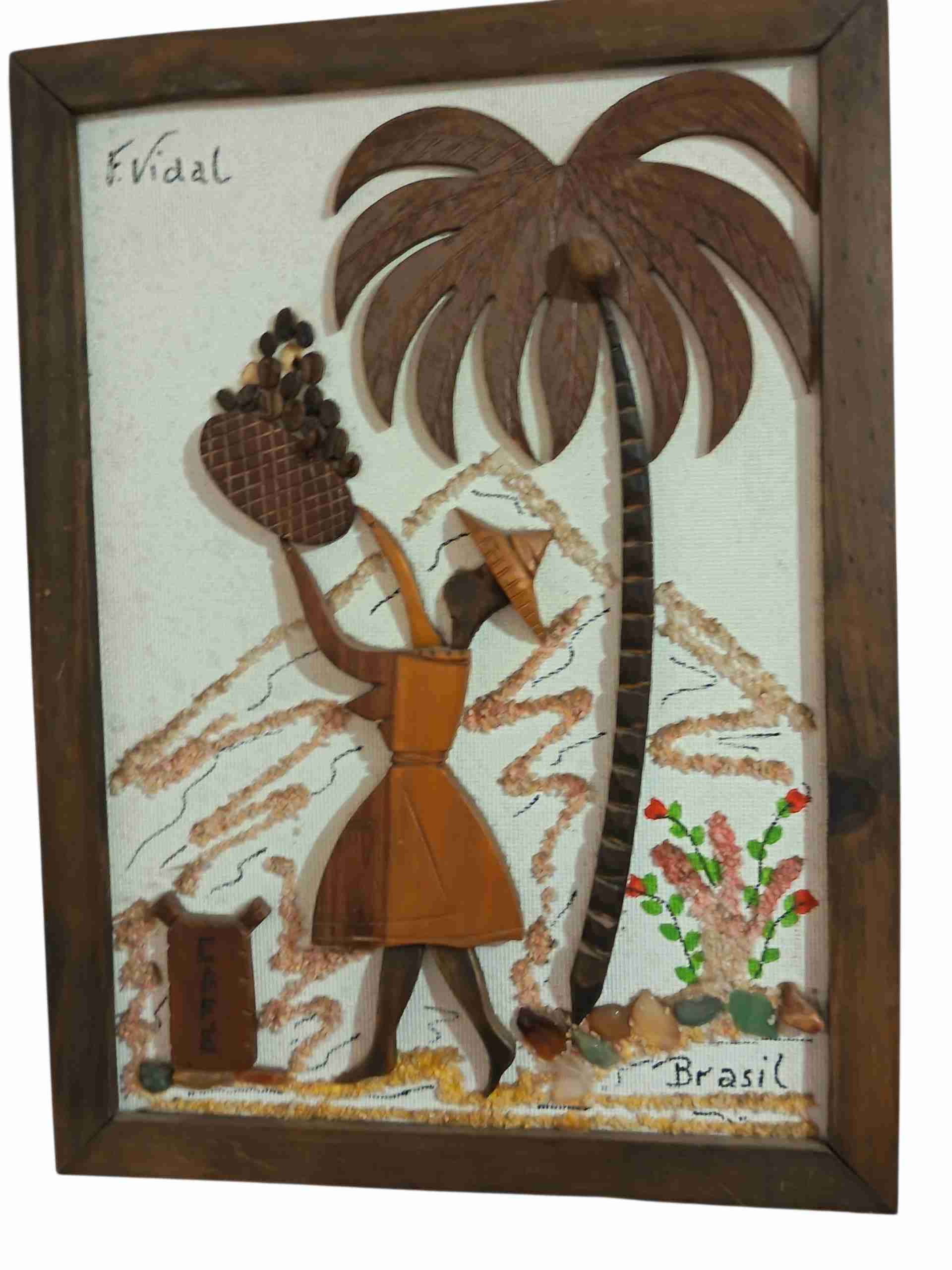 Cuadro artesanal de madera Brasil - 1