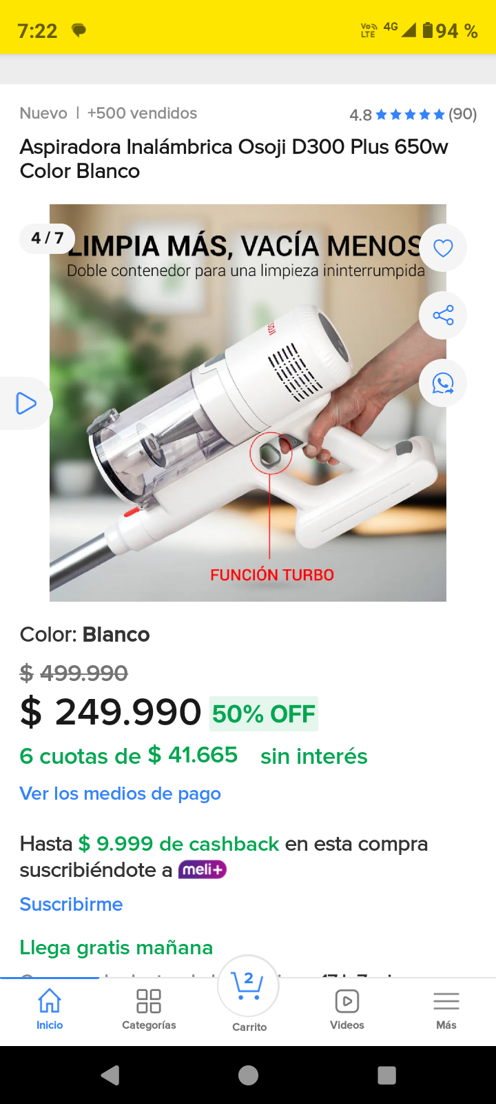 Aspiradora inalámbrica Osoji D300 plus - miniatura 1