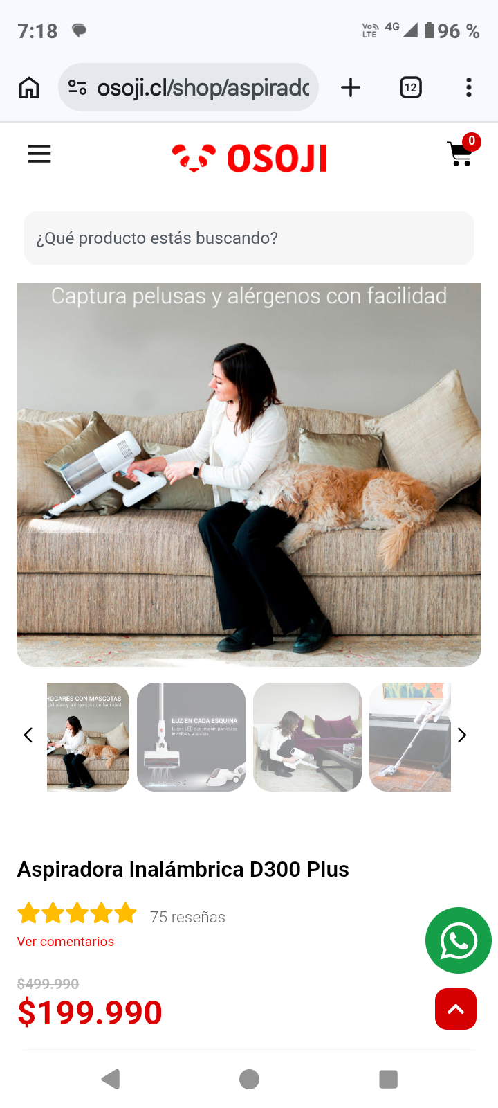 Aspiradora inalámbrica Osoji D300 plus - miniatura 5