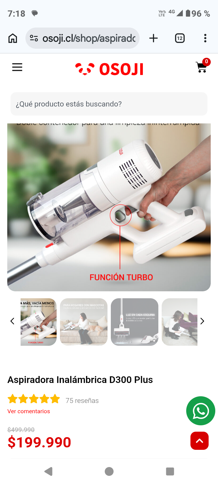 Aspiradora inalámbrica Osoji D300 plus - miniatura 6