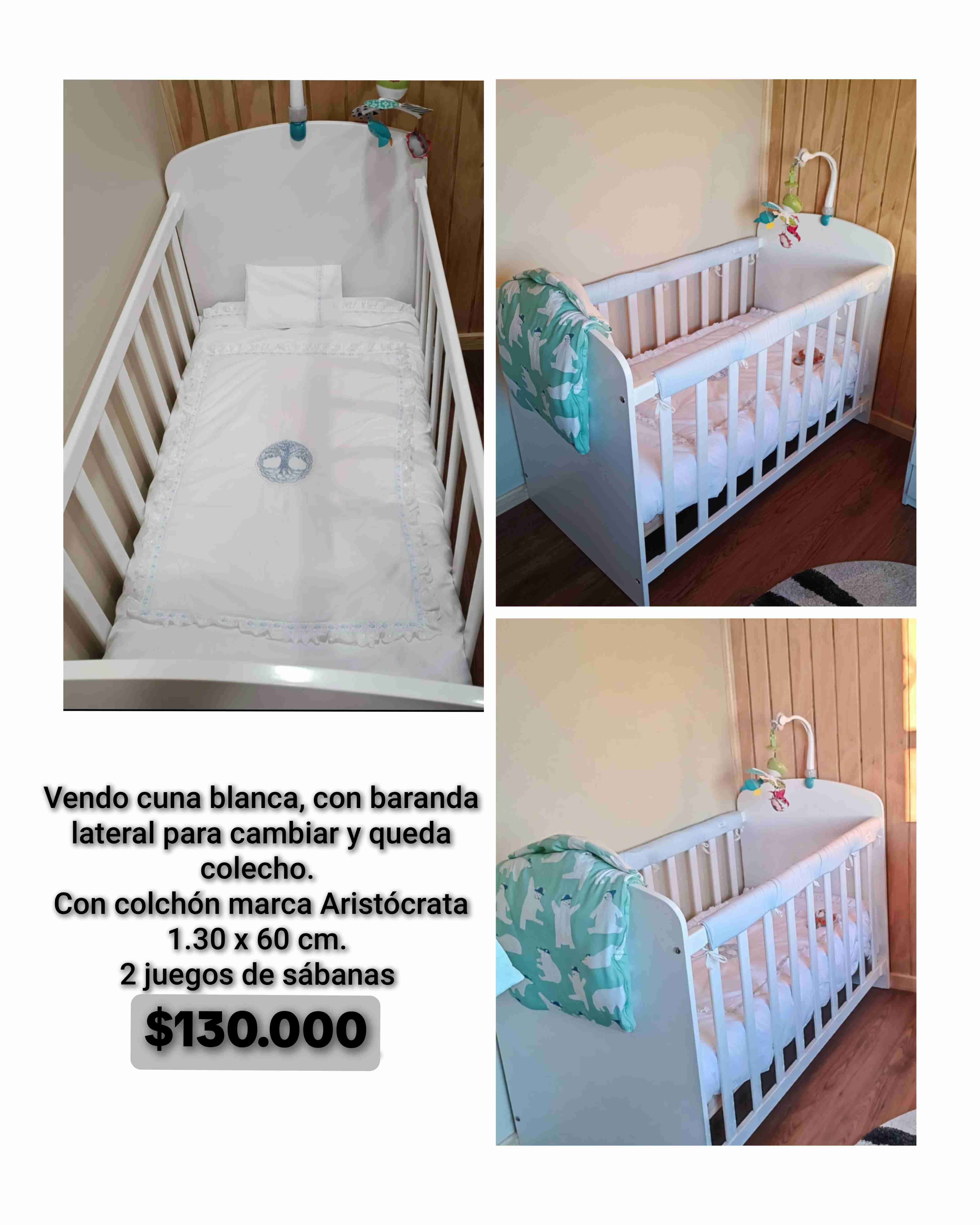 Cuna blanca con colchón Aristócrata - miniatura 1