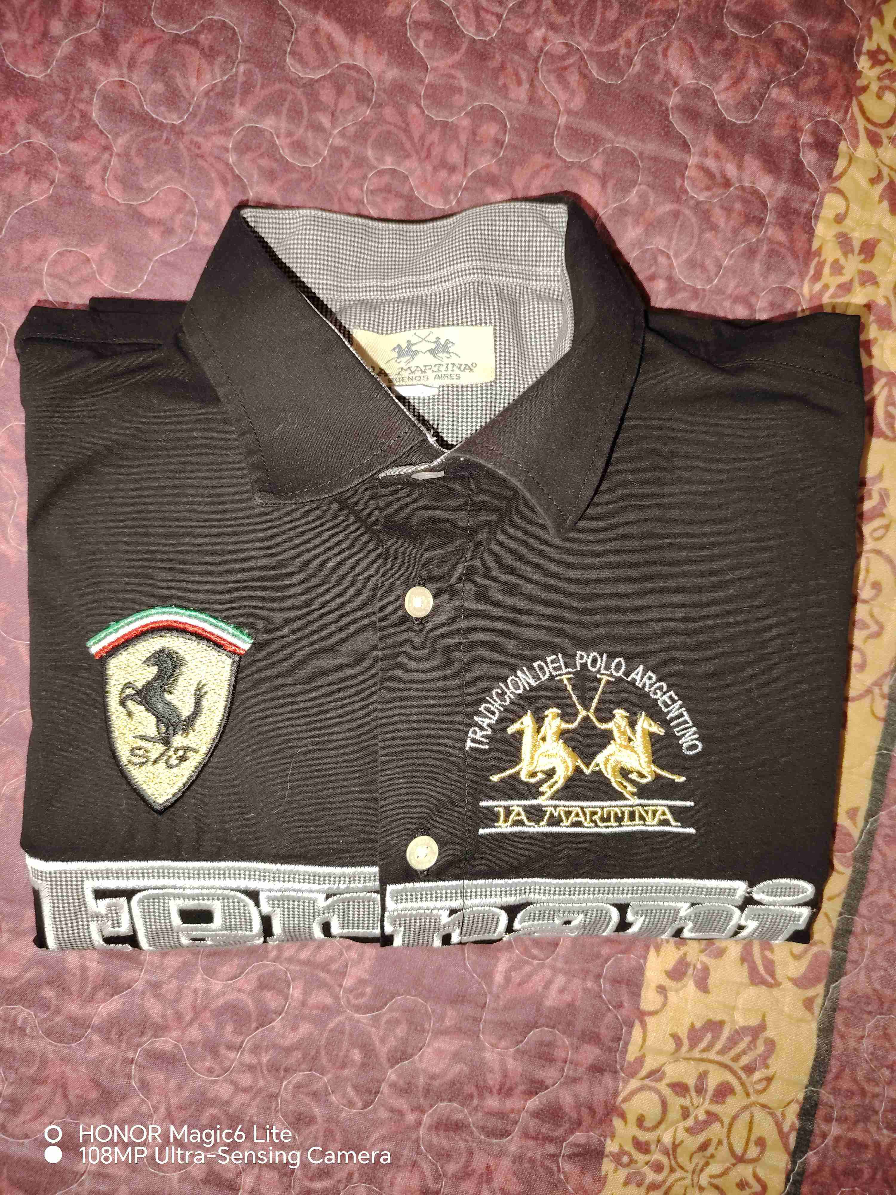 Camisa negra Ferrari Polo - miniatura 6