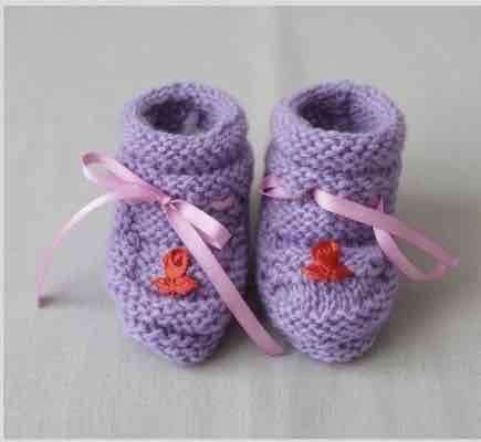 Calcetines tejidos morados para bebé - miniatura 1