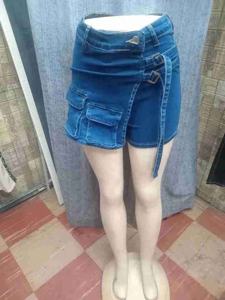 Falda Shorts ,  mezclilla .diseño bolsillo cargo - miniatura 1