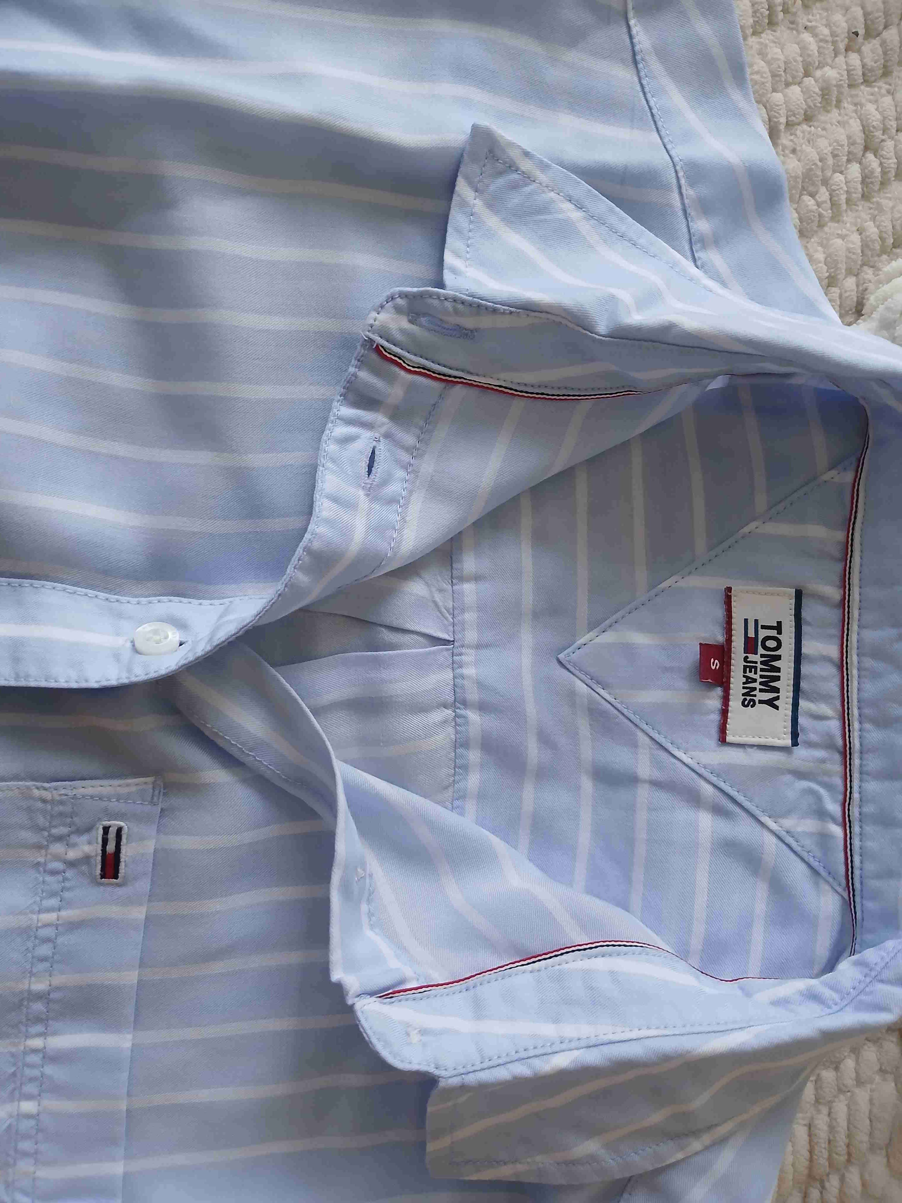 Camisa Tommy Jeans celeste a rayas - miniatura 2