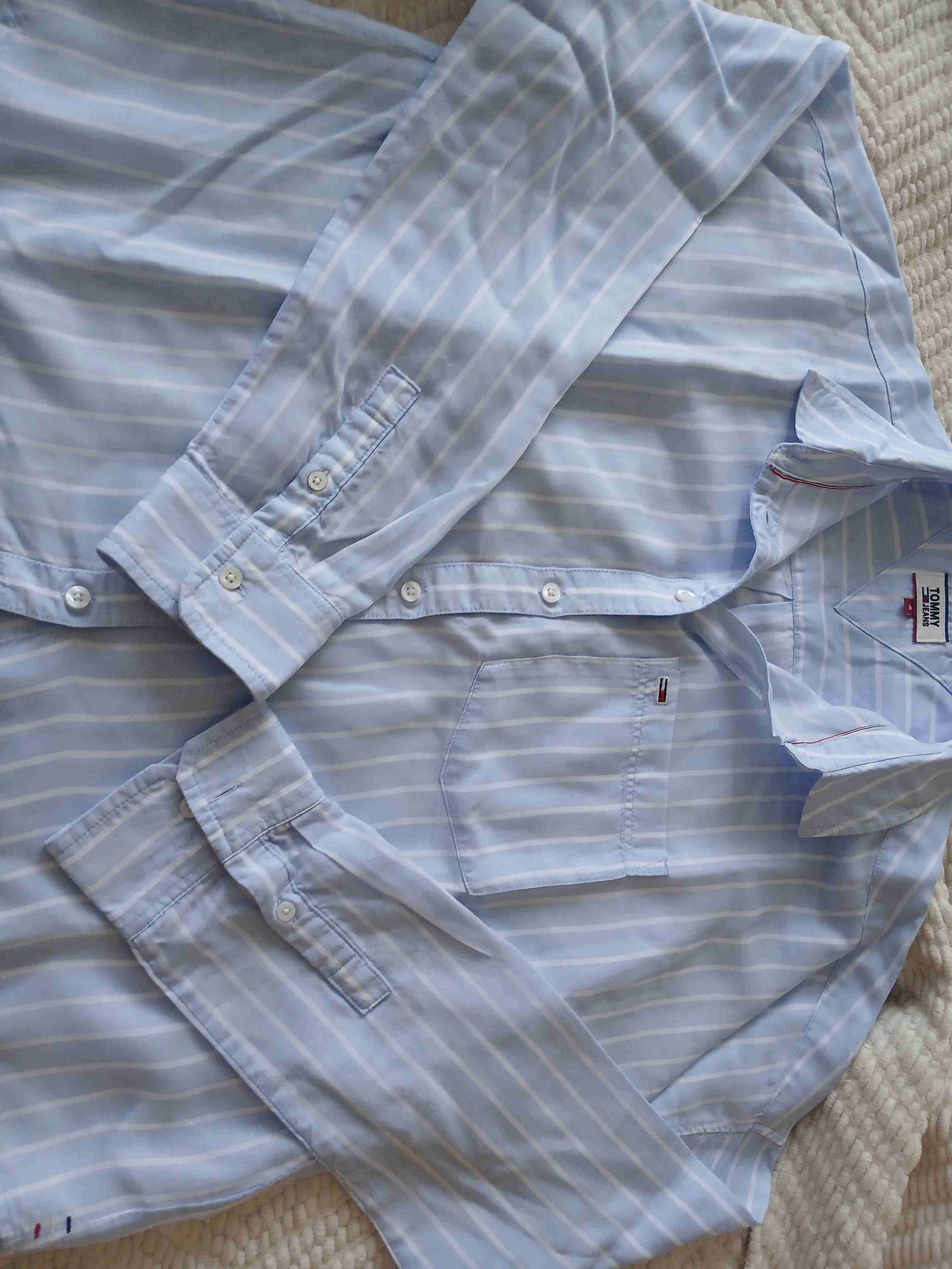 Camisa Tommy Jeans celeste a rayas - miniatura 3