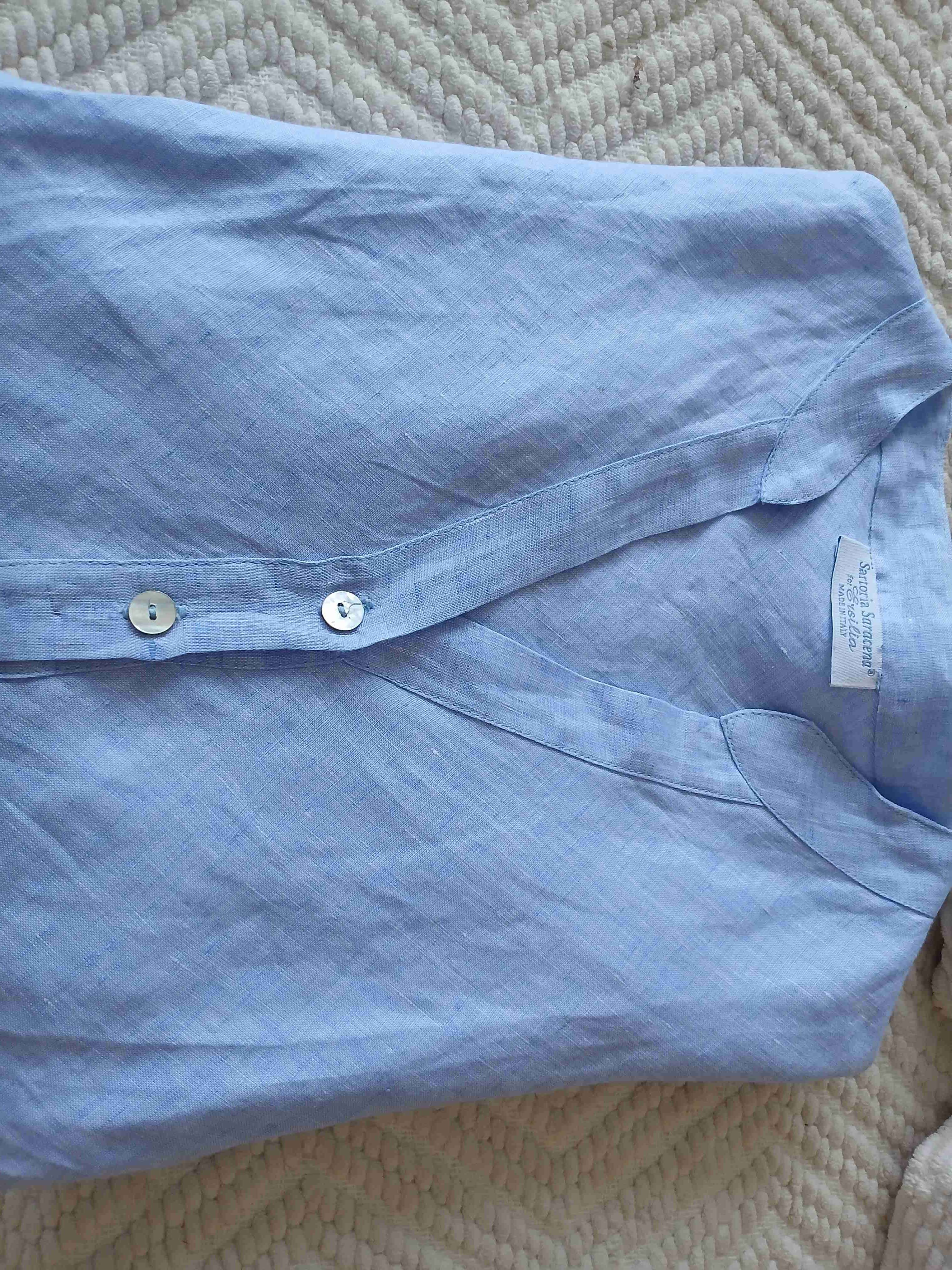 Camisa celeste de lino - miniatura 1