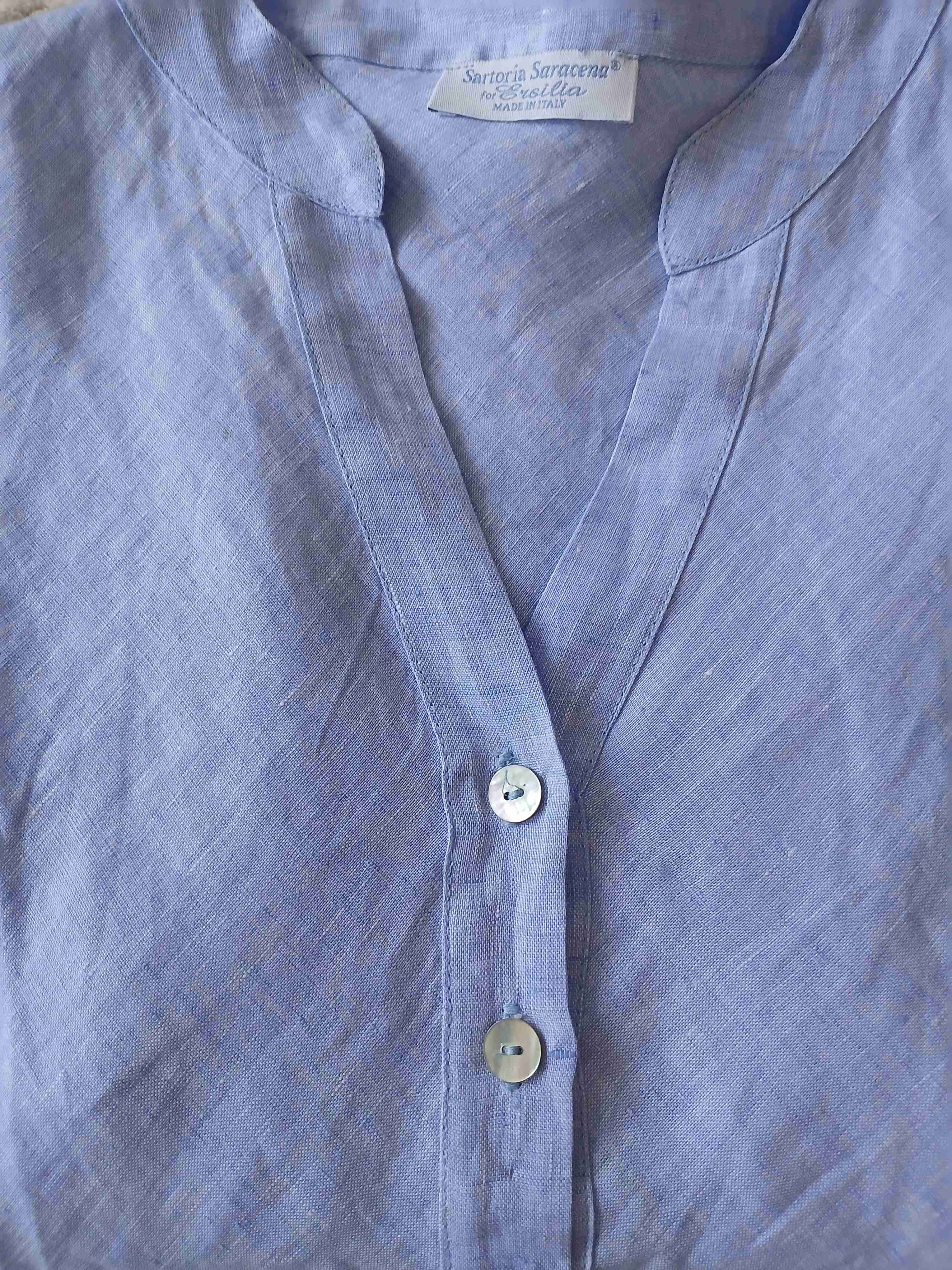 Camisa celeste de lino - miniatura 2