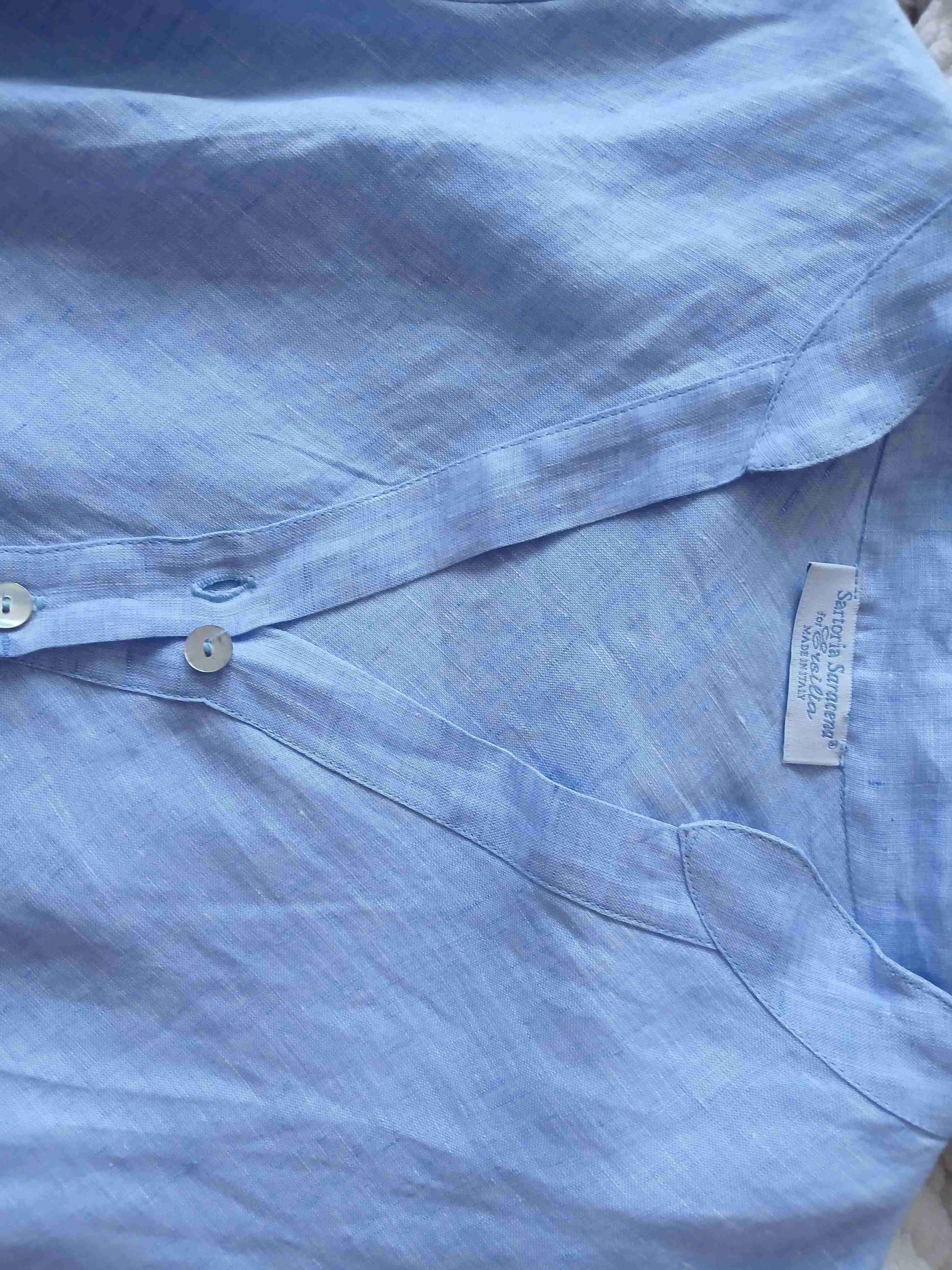 Camisa celeste de lino - miniatura 3