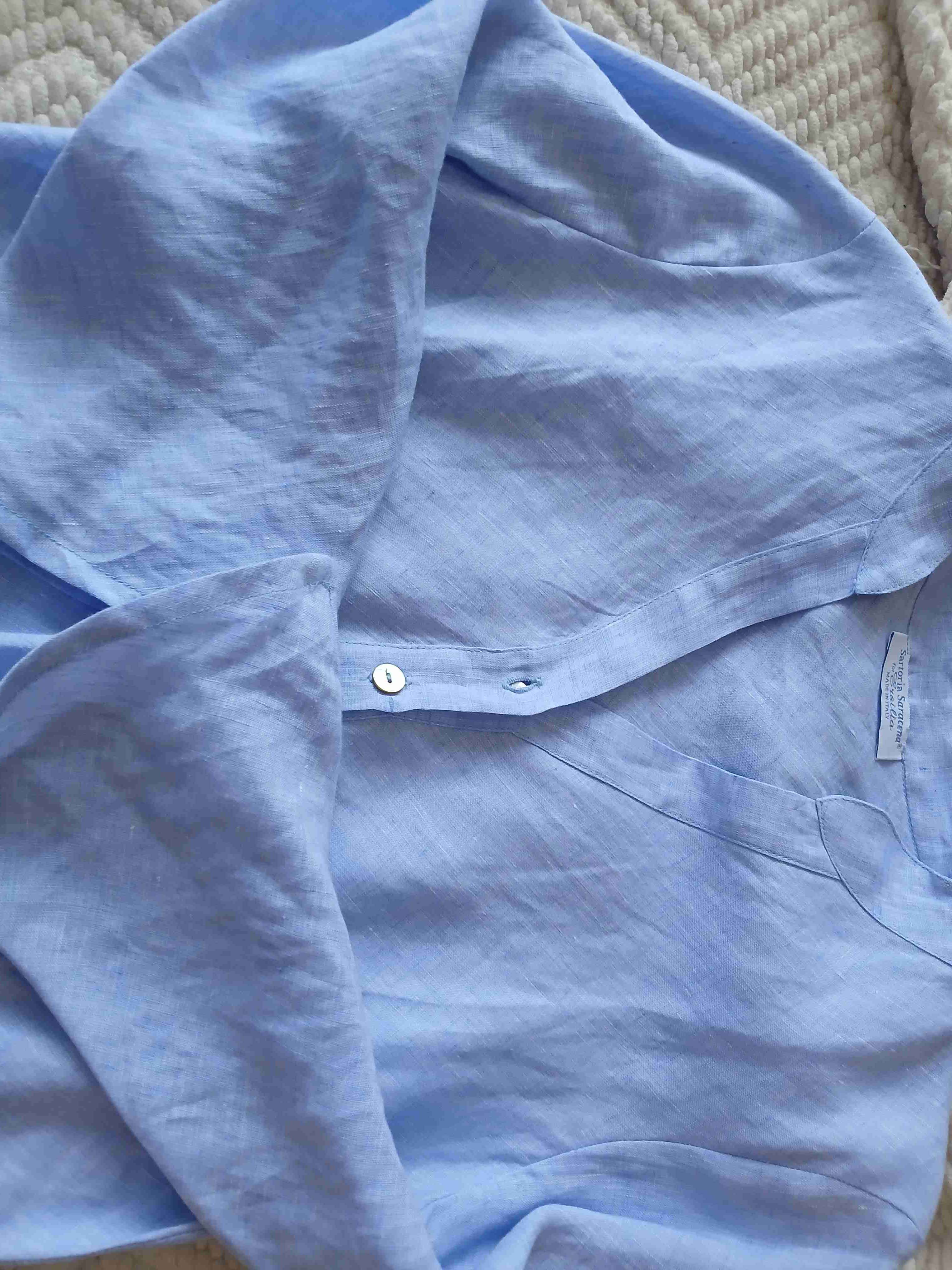 Camisa celeste de lino - miniatura 4