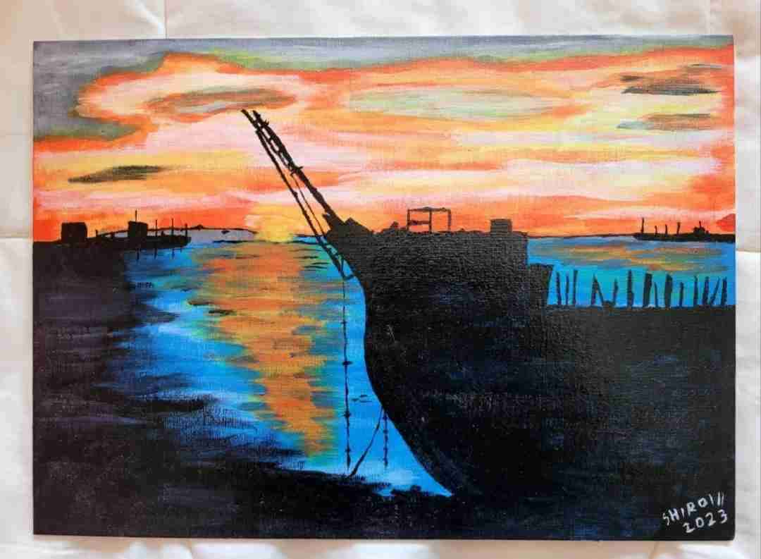 Cuadro pontón del estrecho acrilico