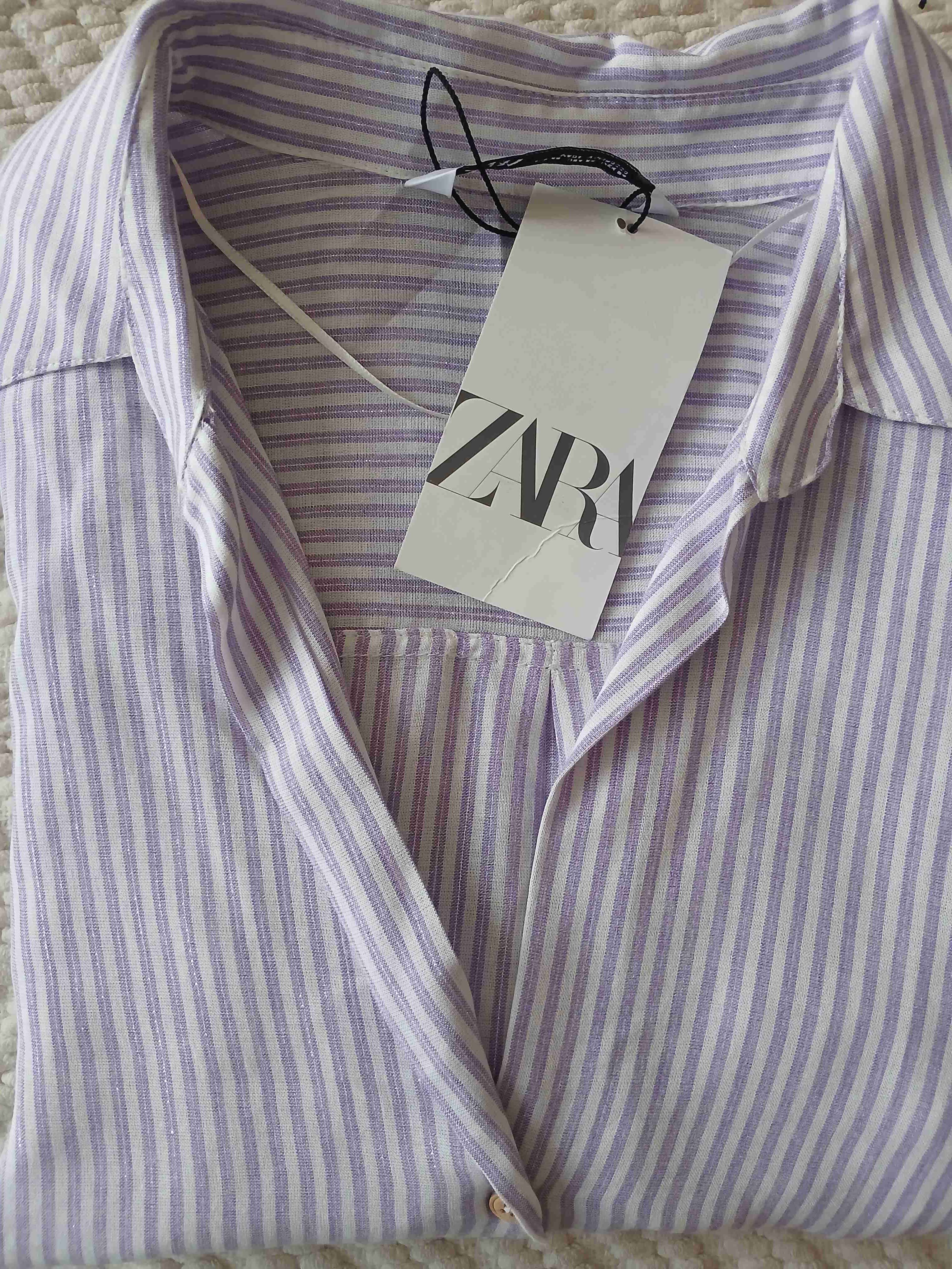 Camisa a rayas lila Zara - miniatura 1