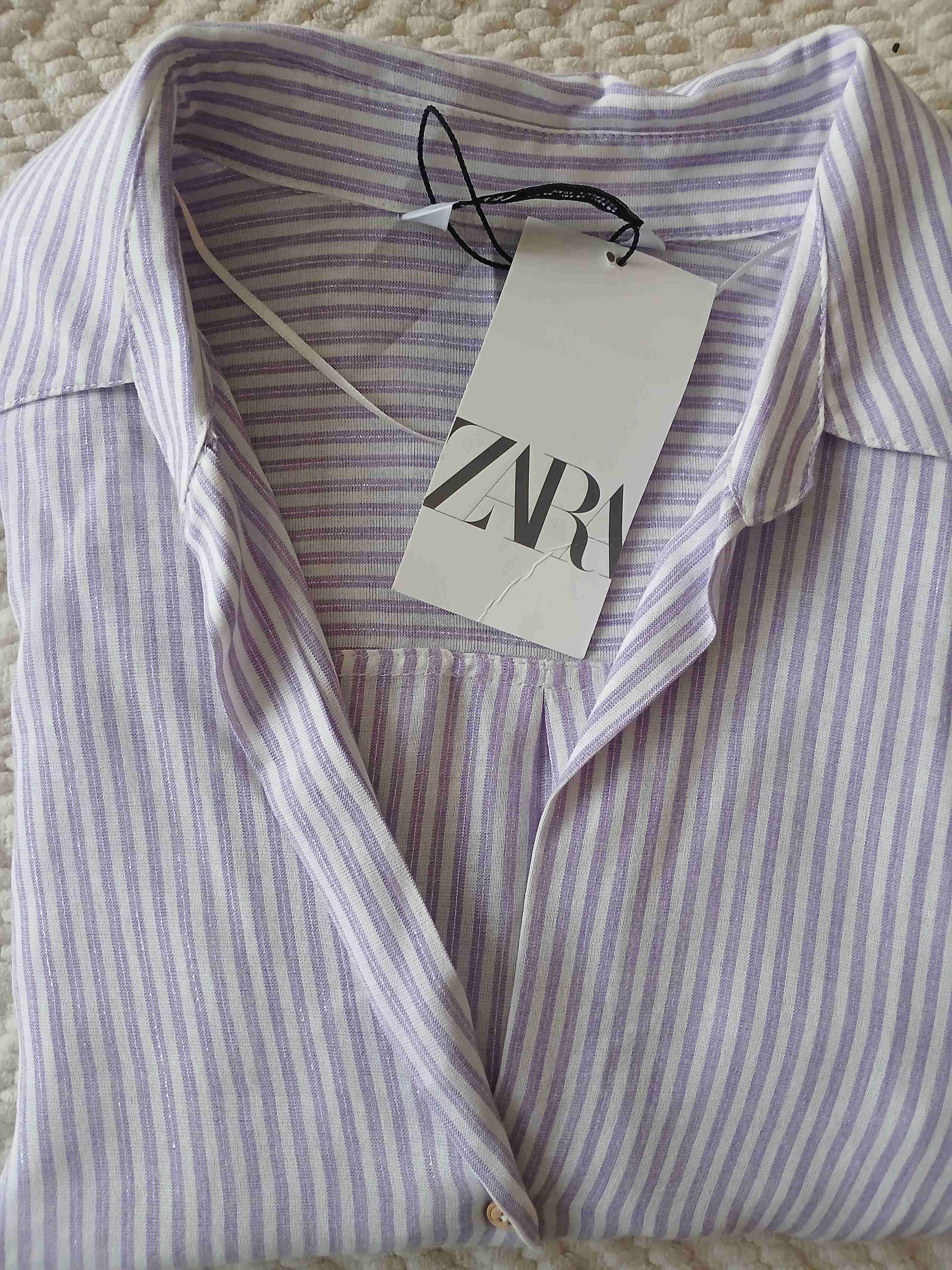 Camisa a rayas lila Zara - miniatura 2