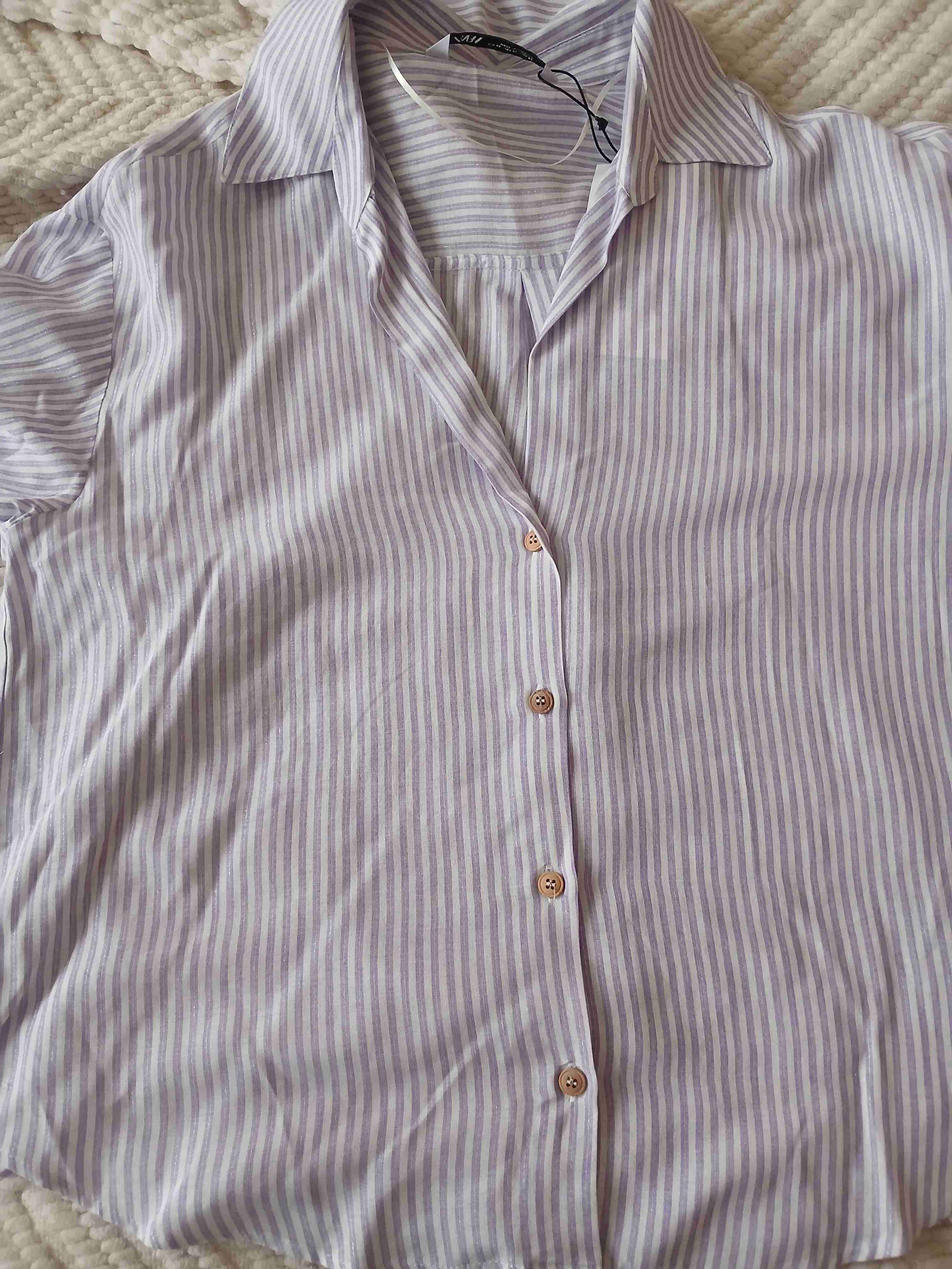 Camisa a rayas lila Zara - miniatura 3