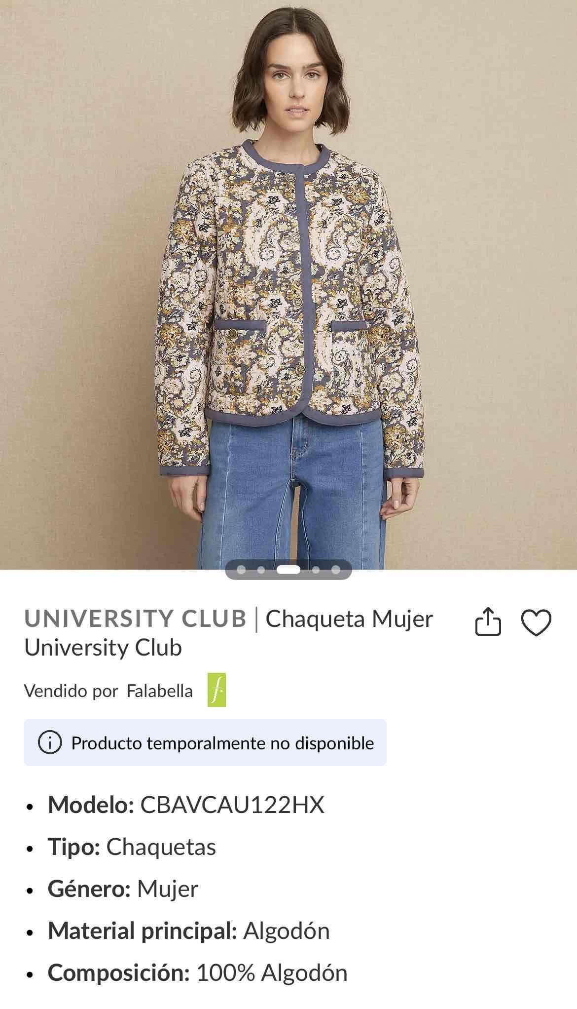 Chaqueta mujer estampada University Club - miniatura 1