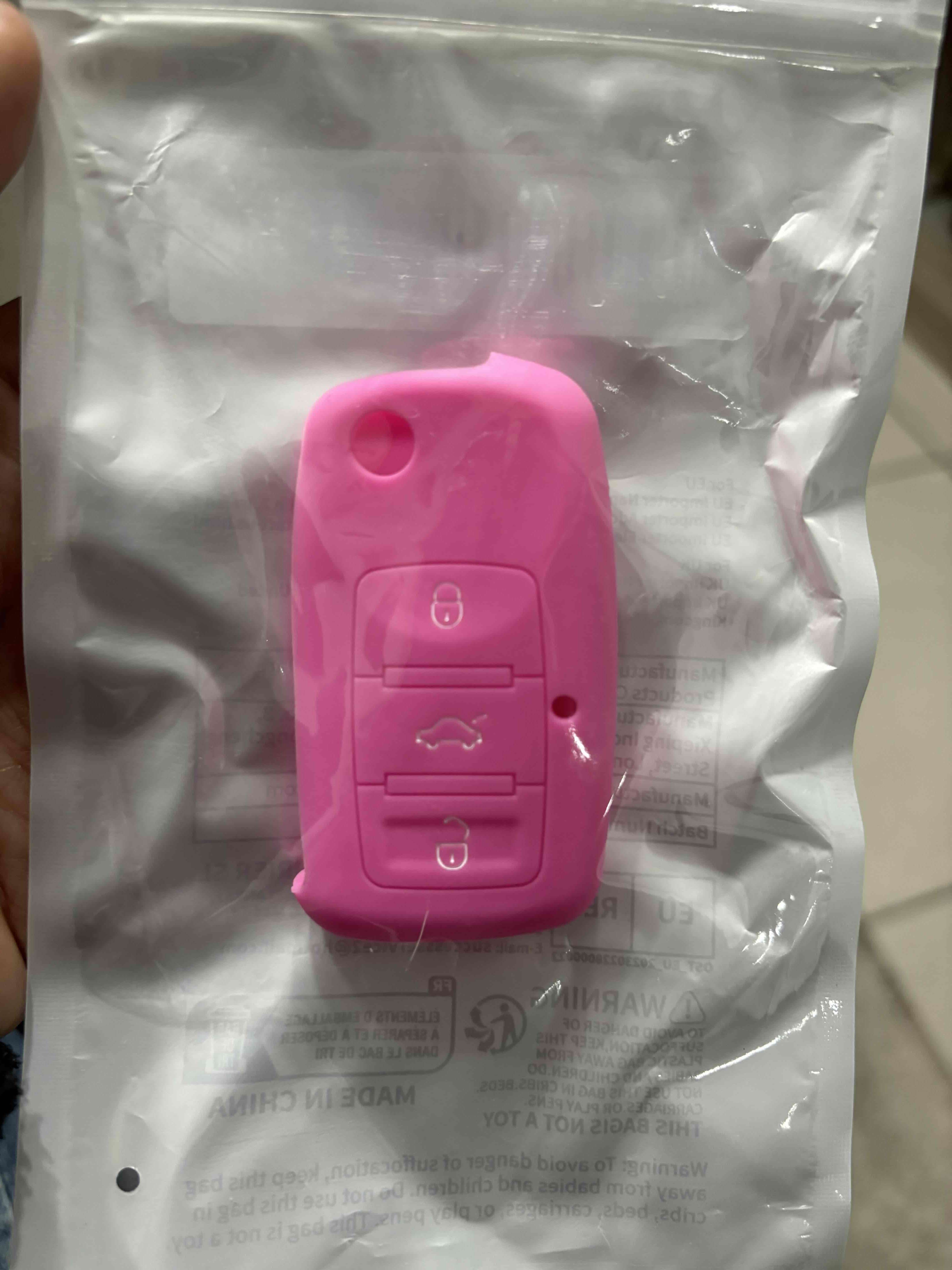 Funda silicona para llave de auto rosa