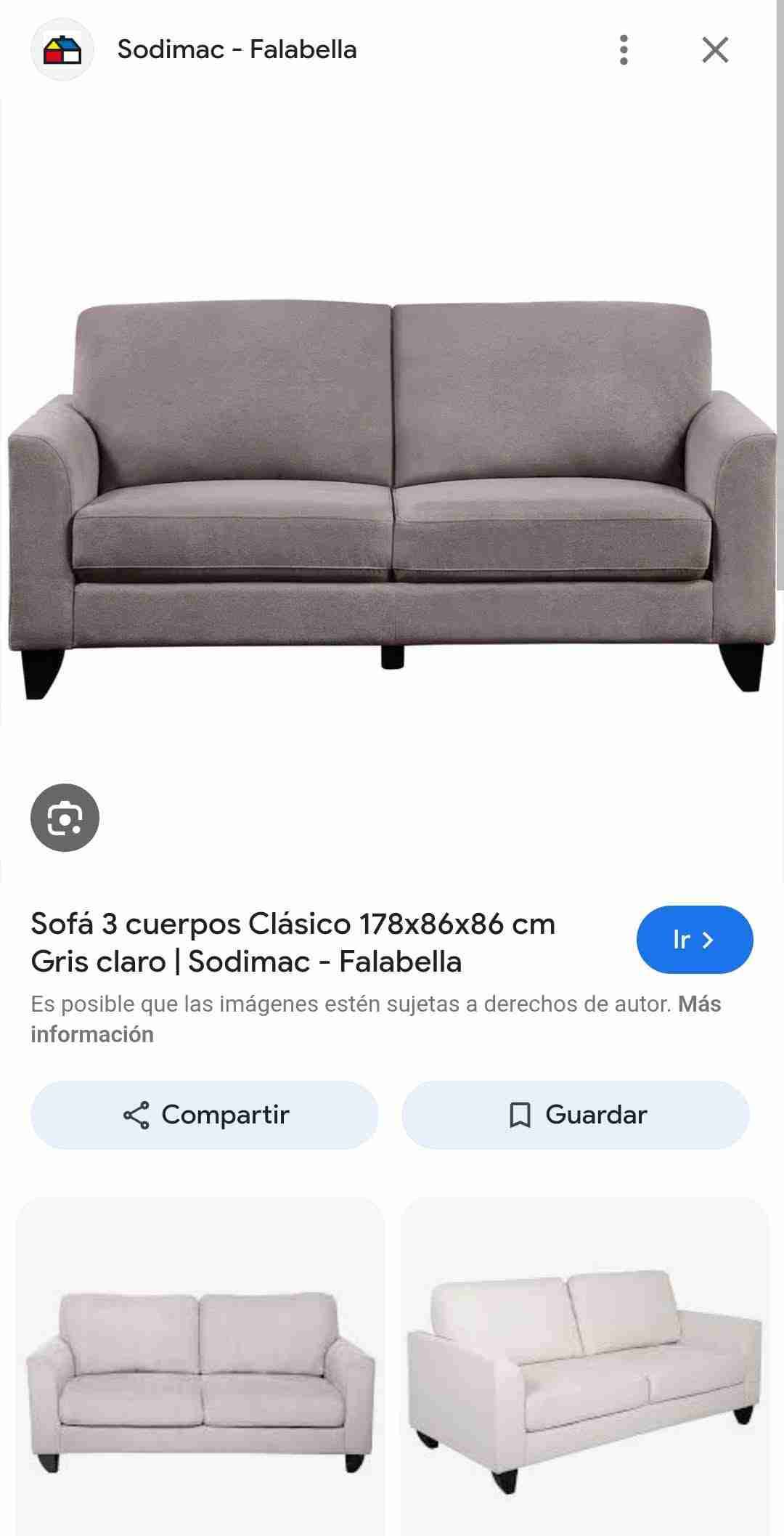 Sofá clásico 2 cuerpos gris - miniatura 1