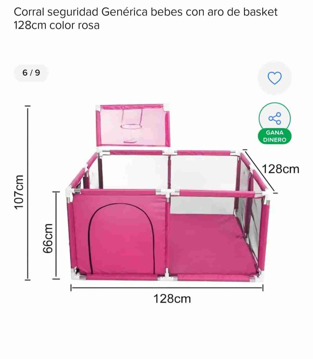 Corral para bebés rosa 128cm - miniatura 1