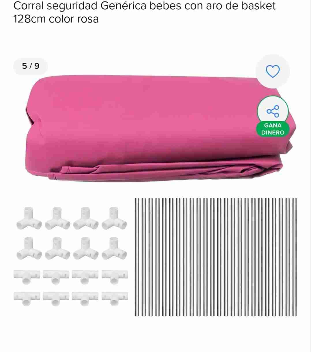 Corral para bebés rosa 128cm - miniatura 2