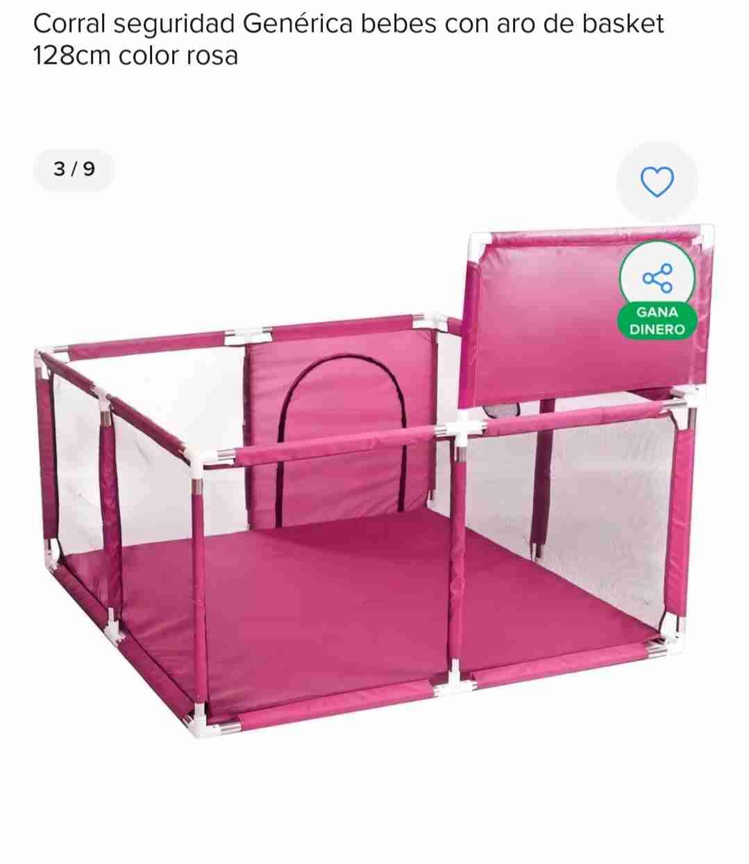Corral para bebés rosa 128cm - miniatura 3