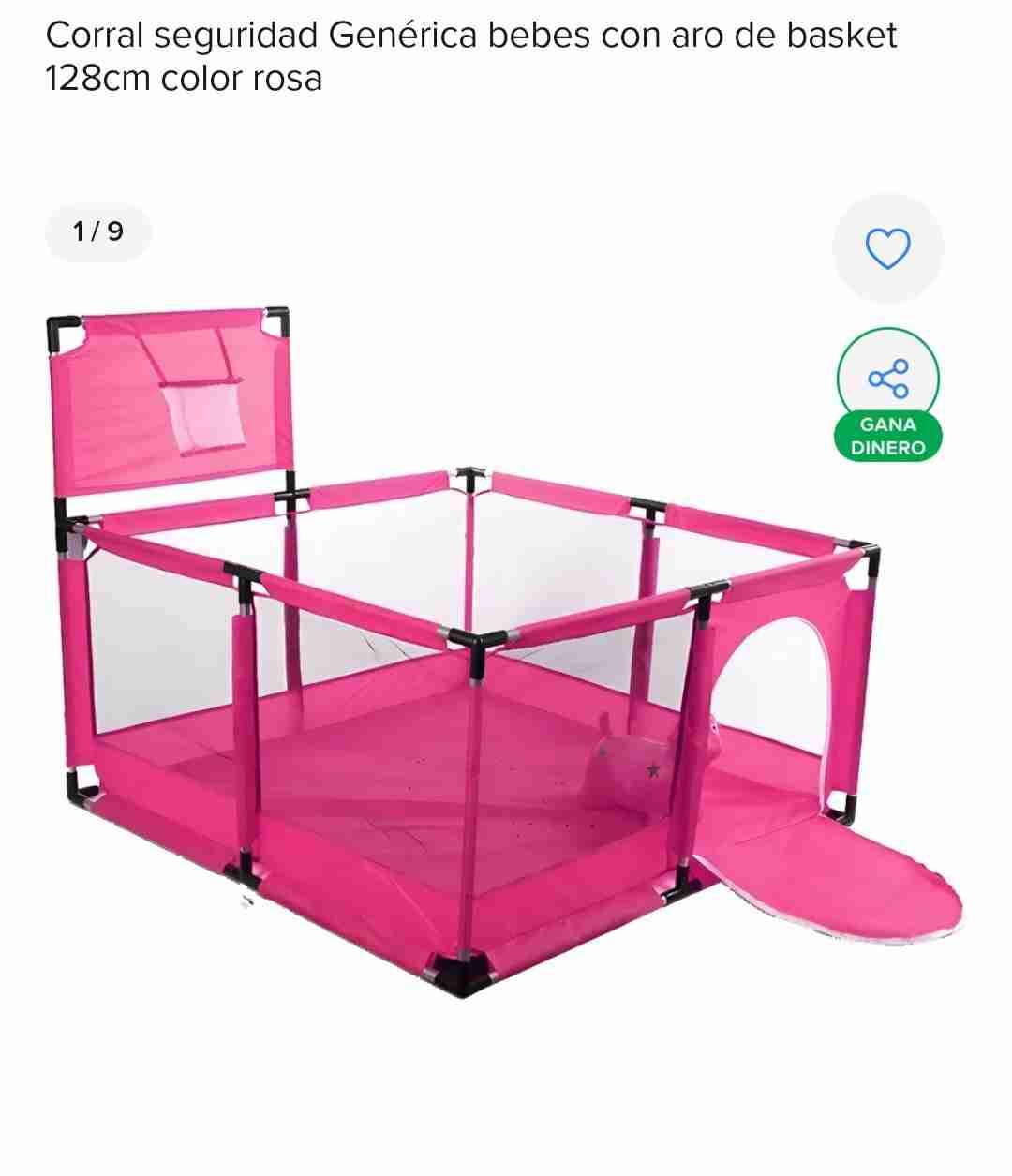Corral para bebés rosa 128cm - miniatura 4