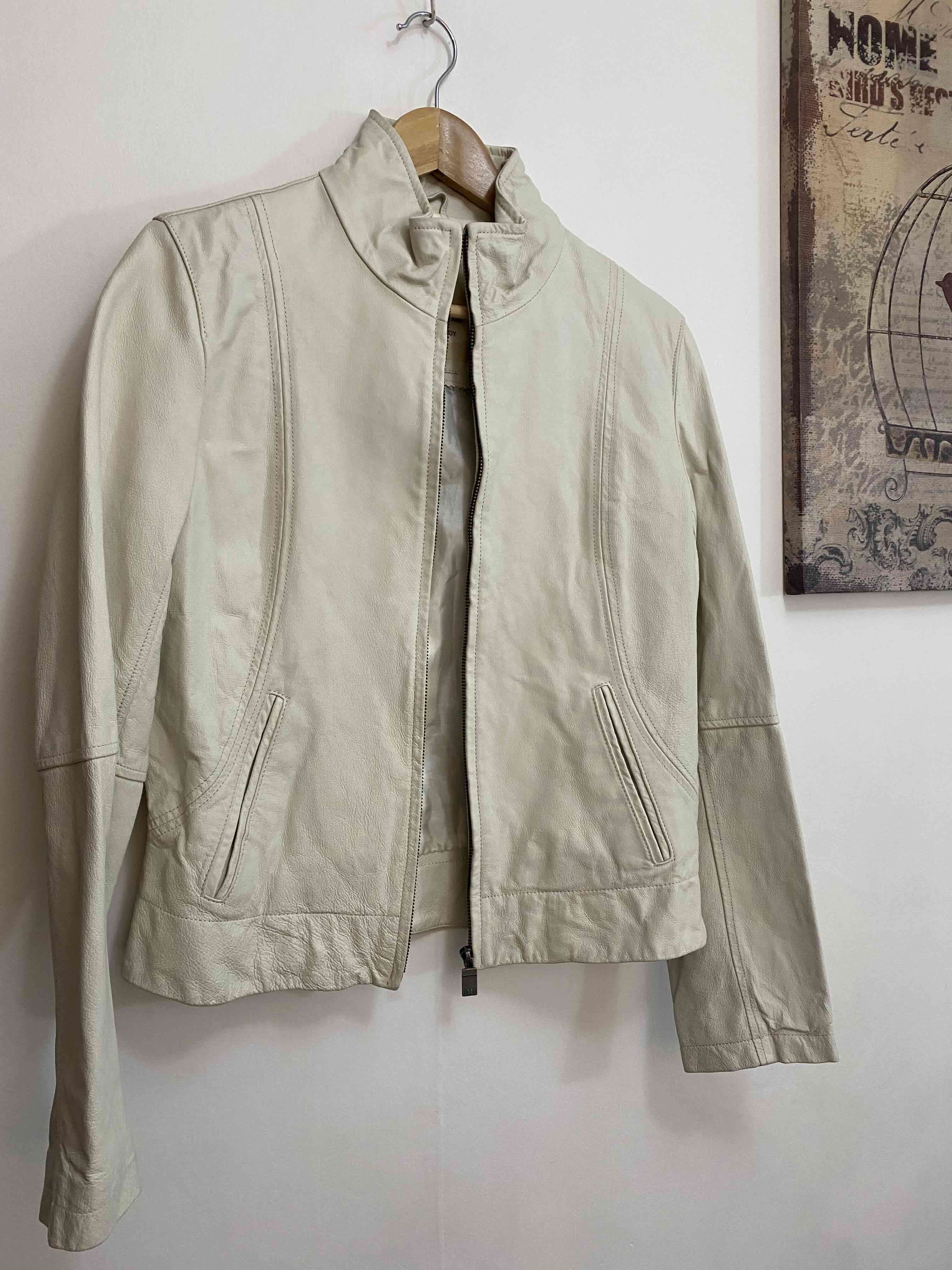 Chaqueta de cuero beige - miniatura 1