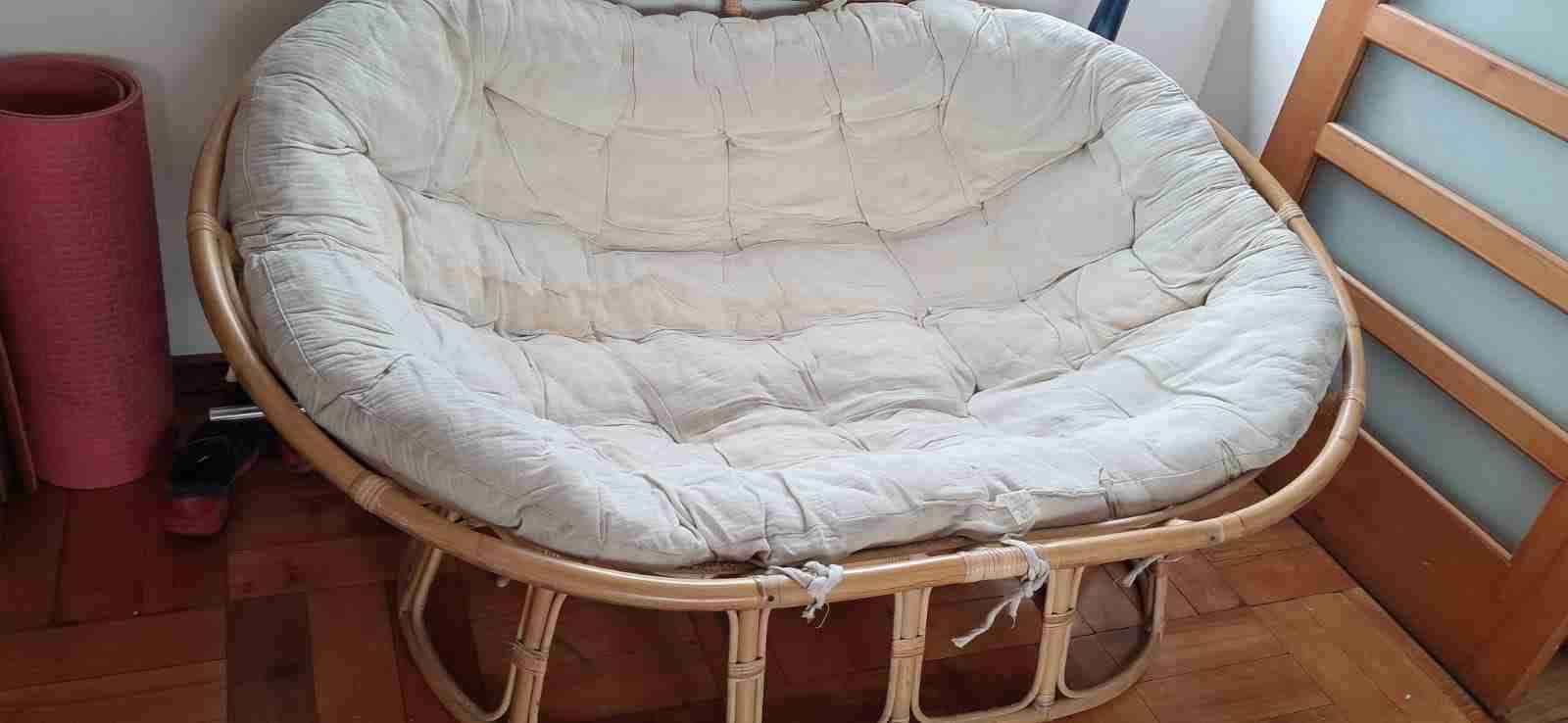 Sillón Papasan de mimbre blanco - miniatura 2