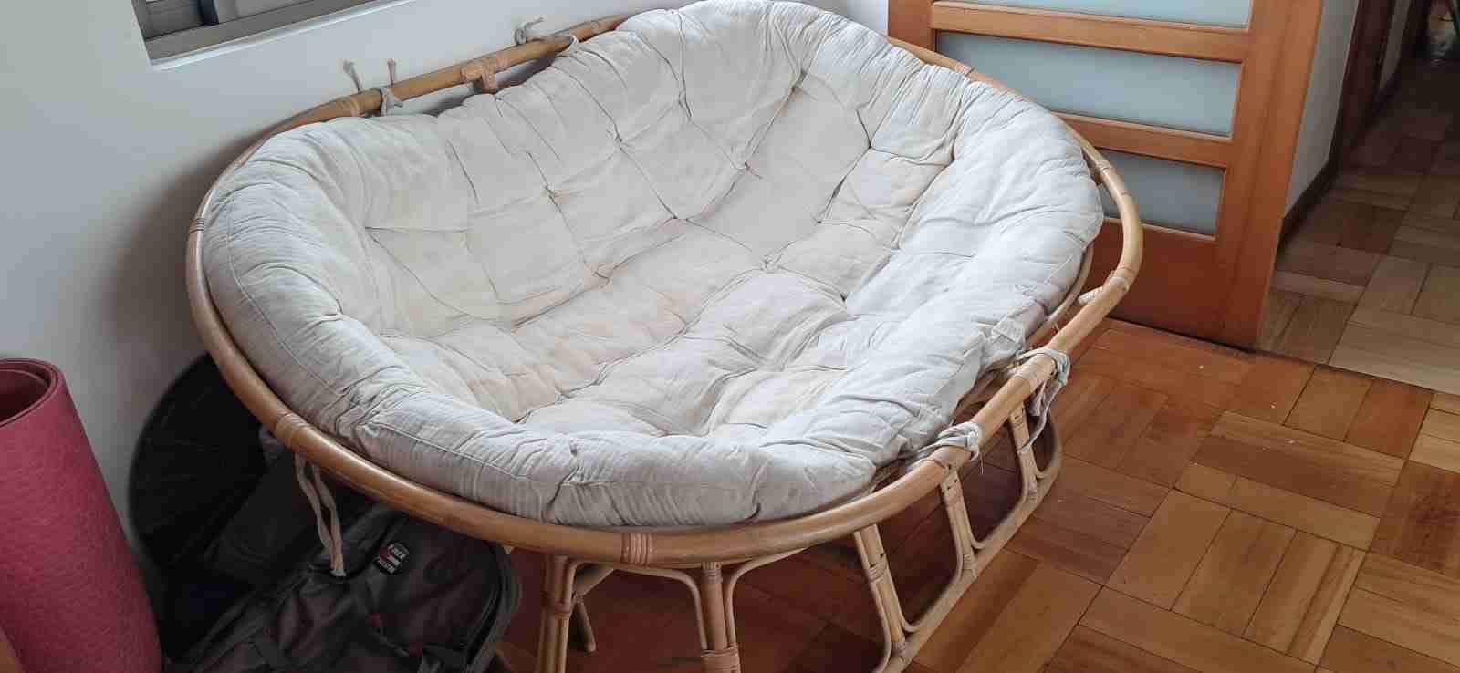 Sillón Papasan de mimbre blanco - miniatura 3