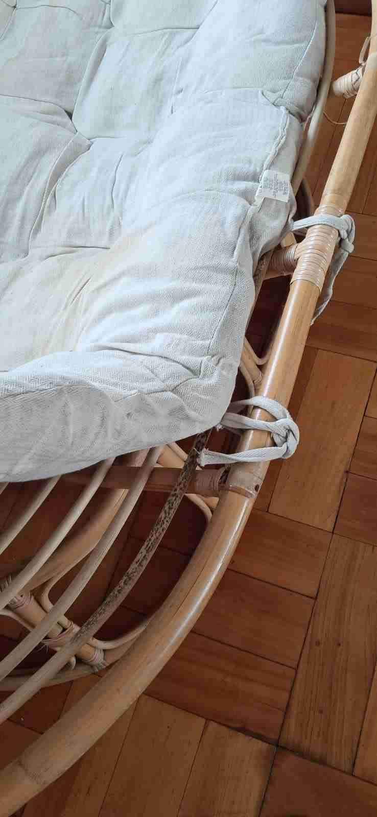 Sillón Papasan de mimbre blanco - miniatura 4