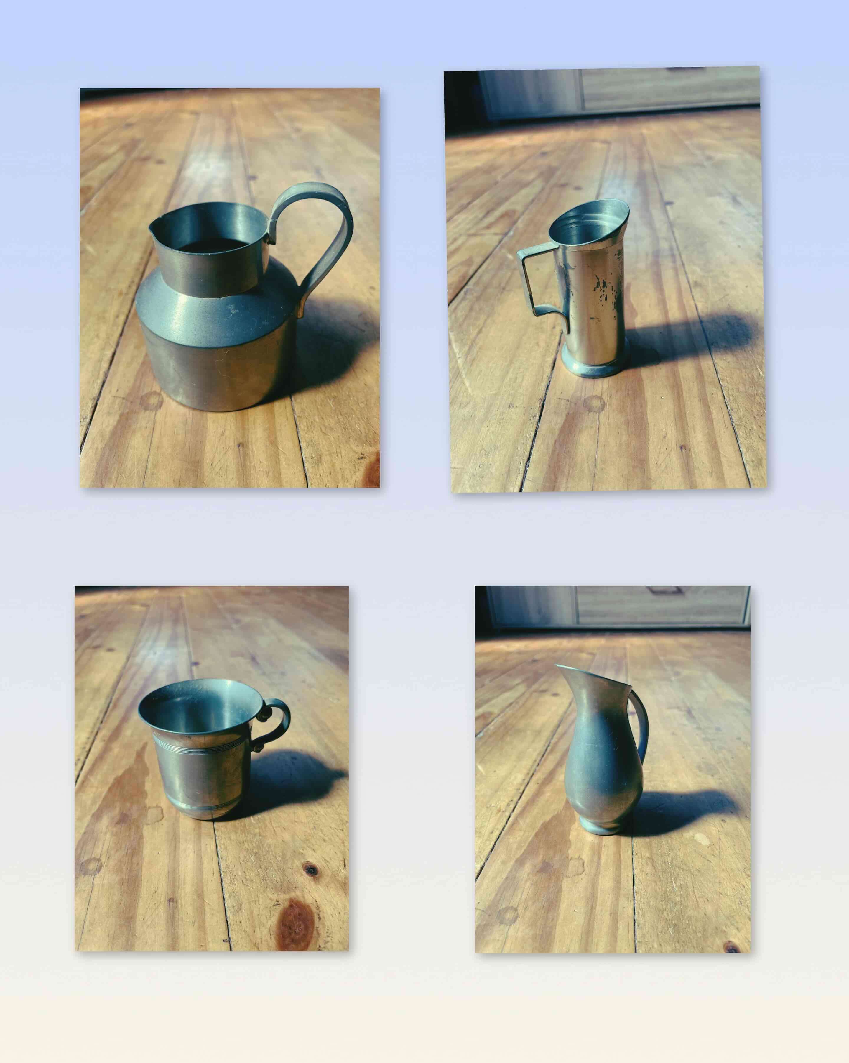 Juego de jarros de metal antiguos - miniatura 2