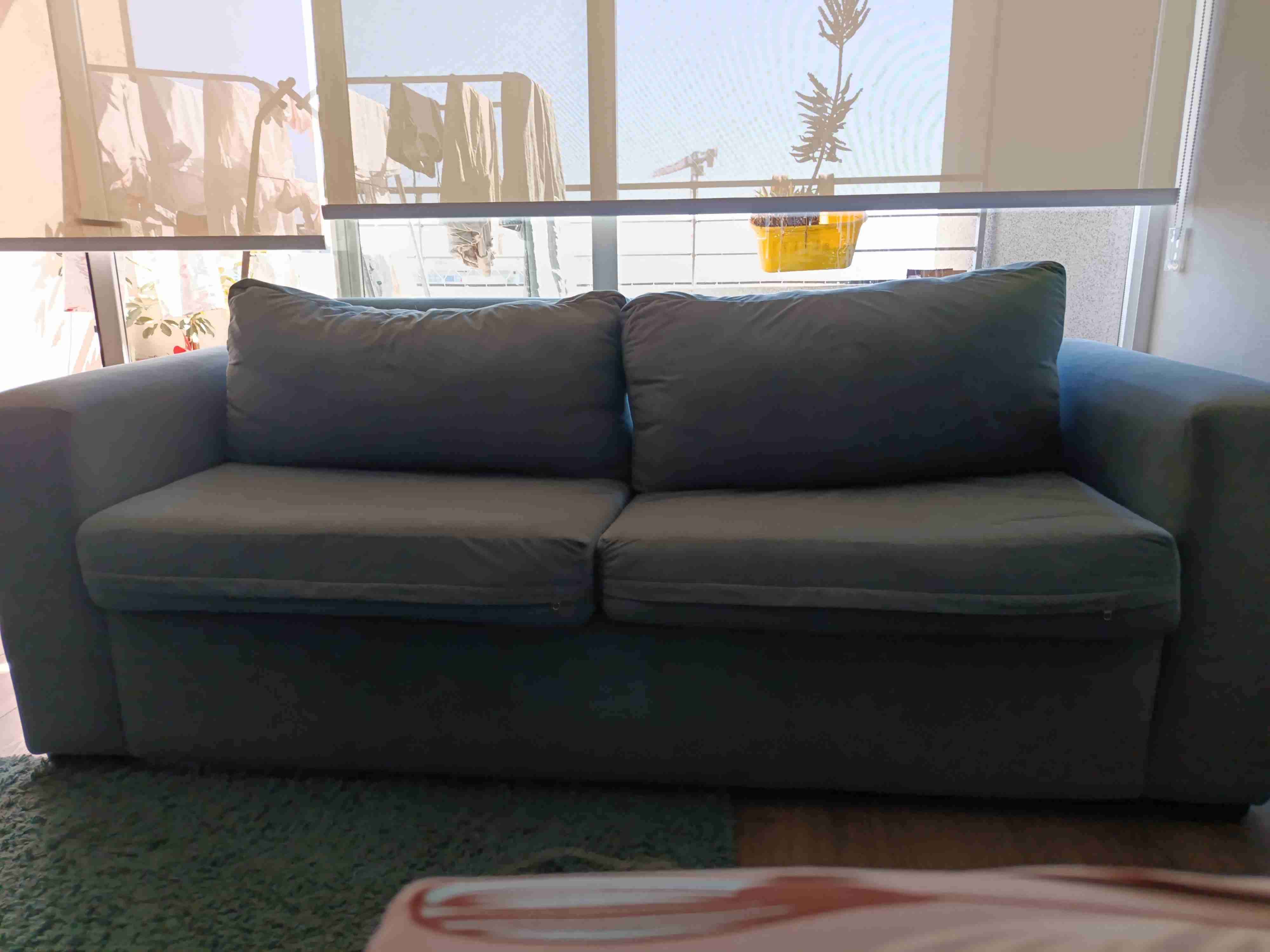 Sofá gris de dos plazas - 1