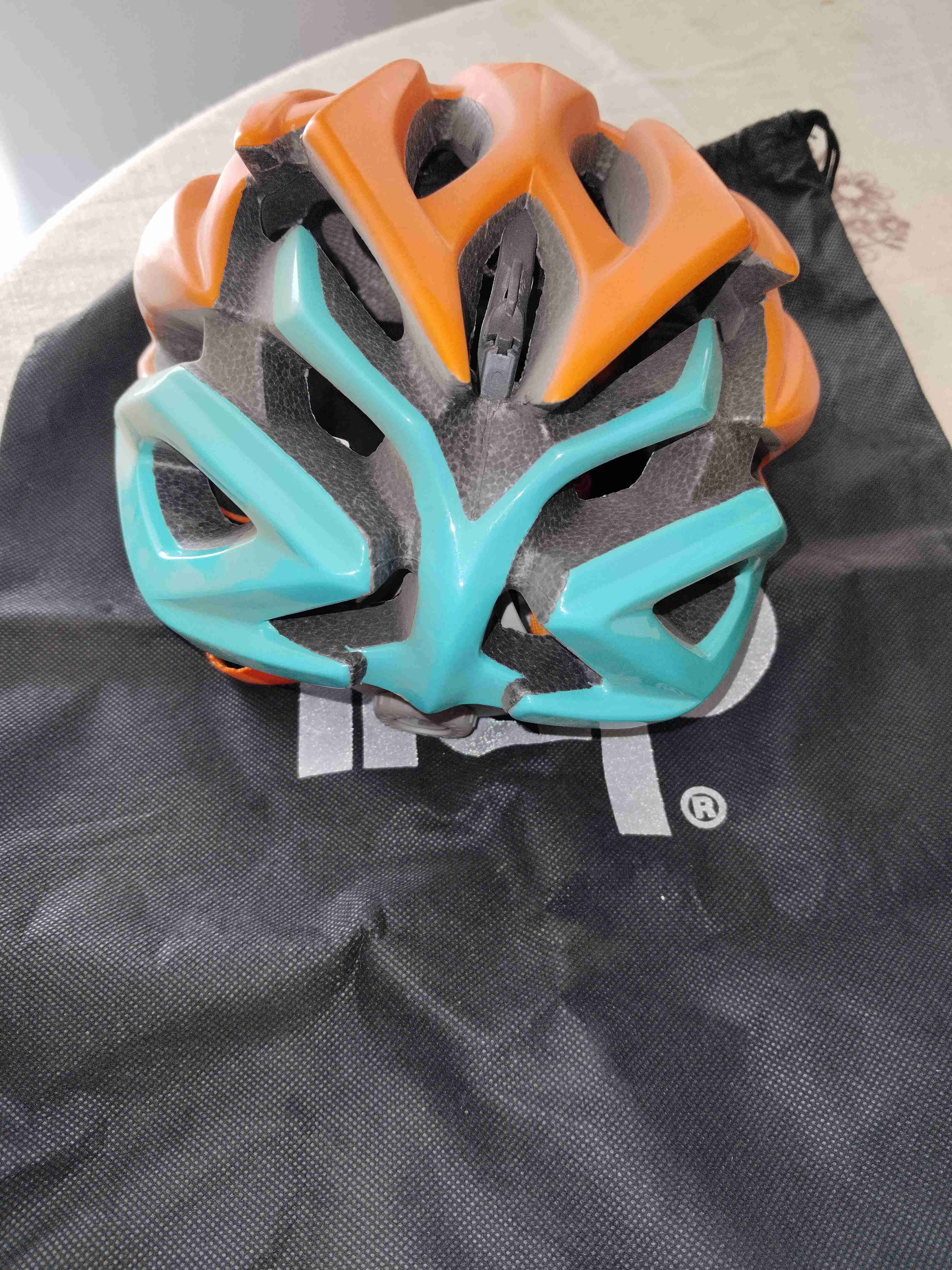 Casco ciclismo naranja y turquesa - 3