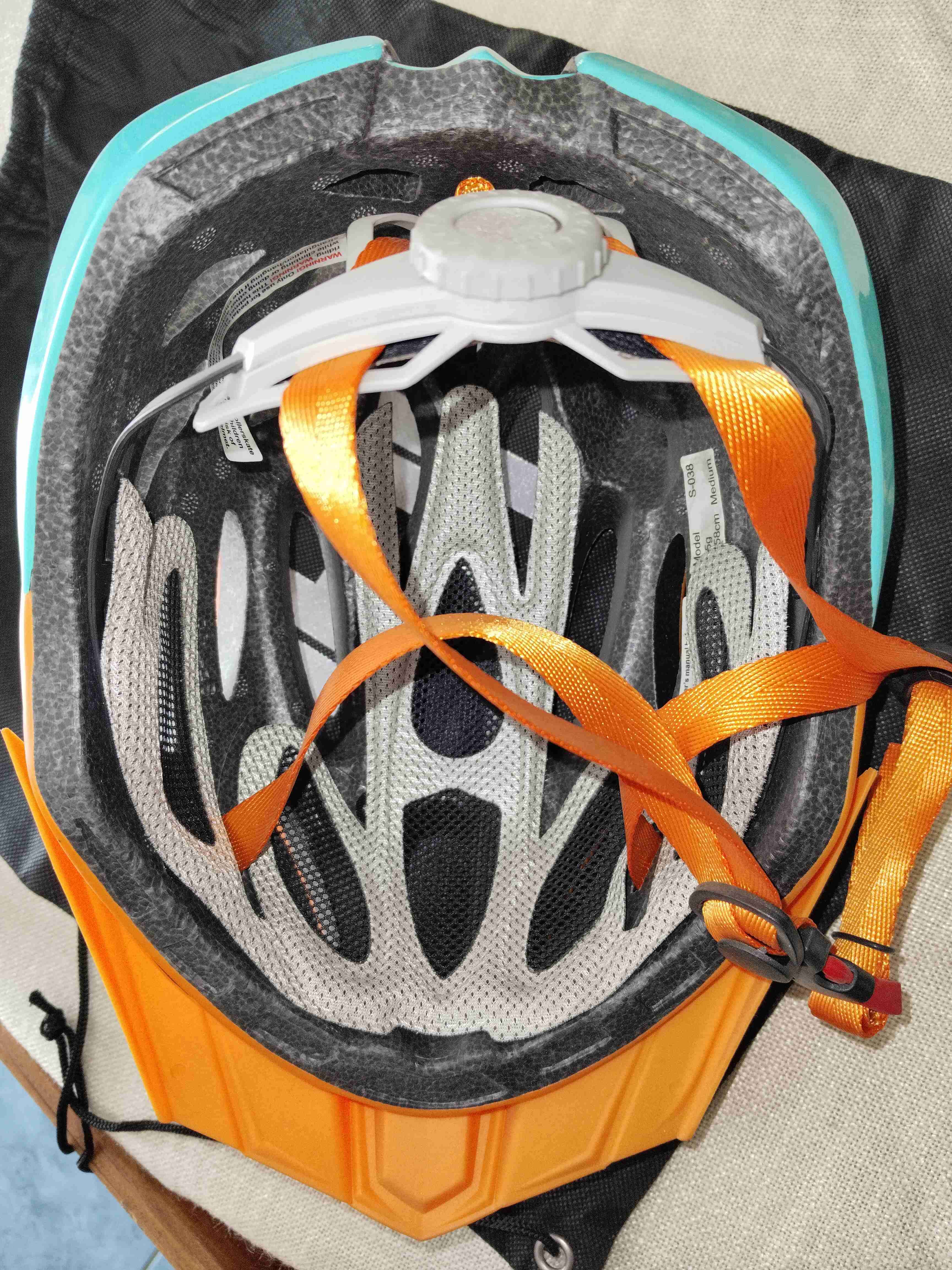 Casco ciclismo naranja y turquesa - 4