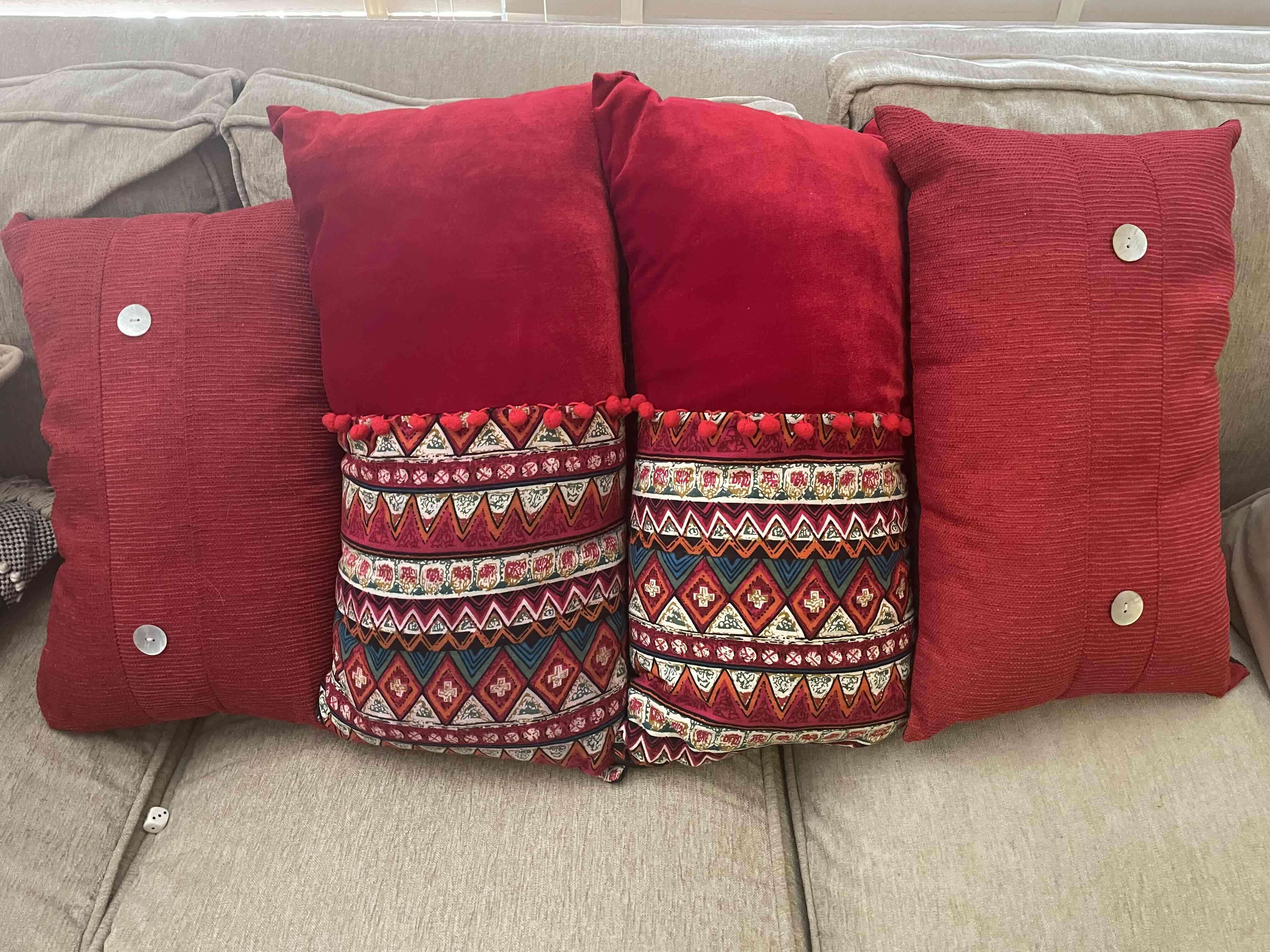 4 Cojines decorativos rojos - miniatura 1