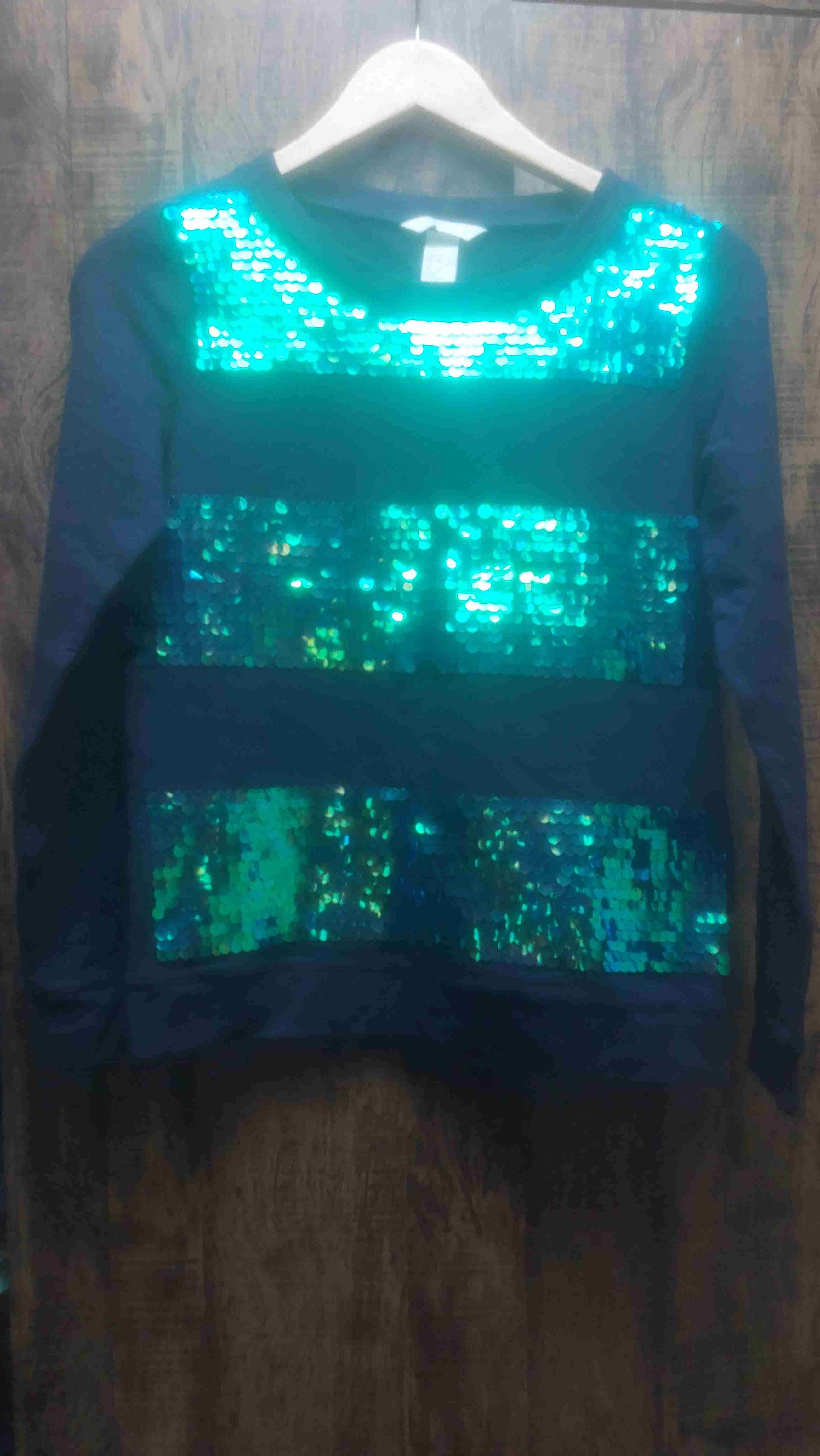 Polerón con lentejuelas verde - 1