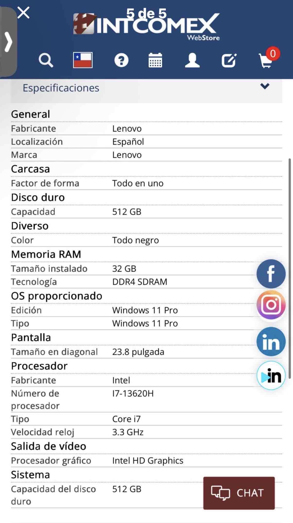 ThinkCentre Neo 50a 23.8” AIO 5ta generación!! - 4