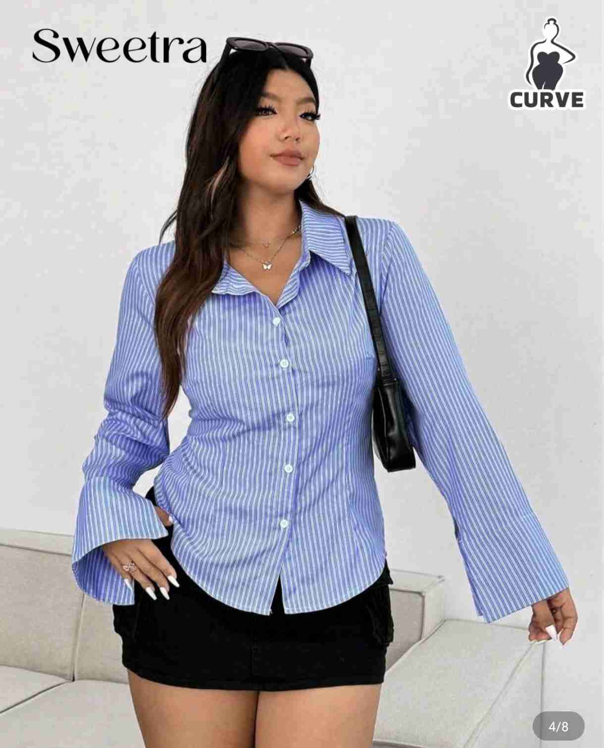 Blusa azul de rayas Sweetra - miniatura 2