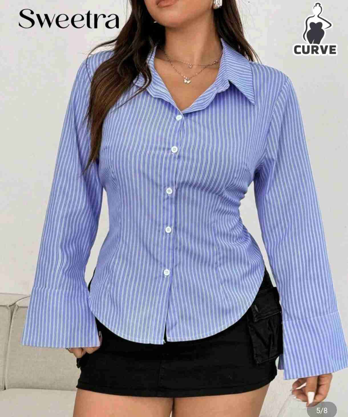 Blusa azul de rayas Sweetra - miniatura 3
