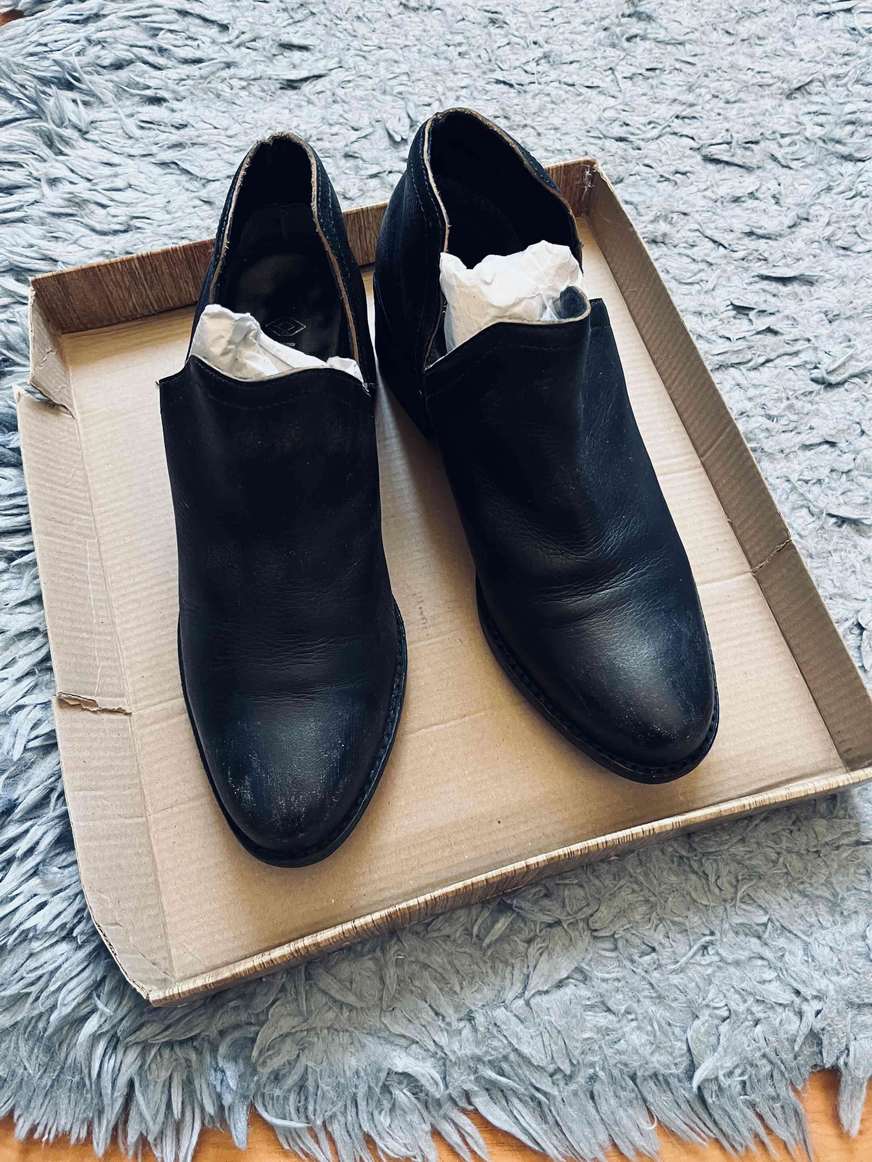 Botines de cuero negro talla 37 24.5cm pie - miniatura 2