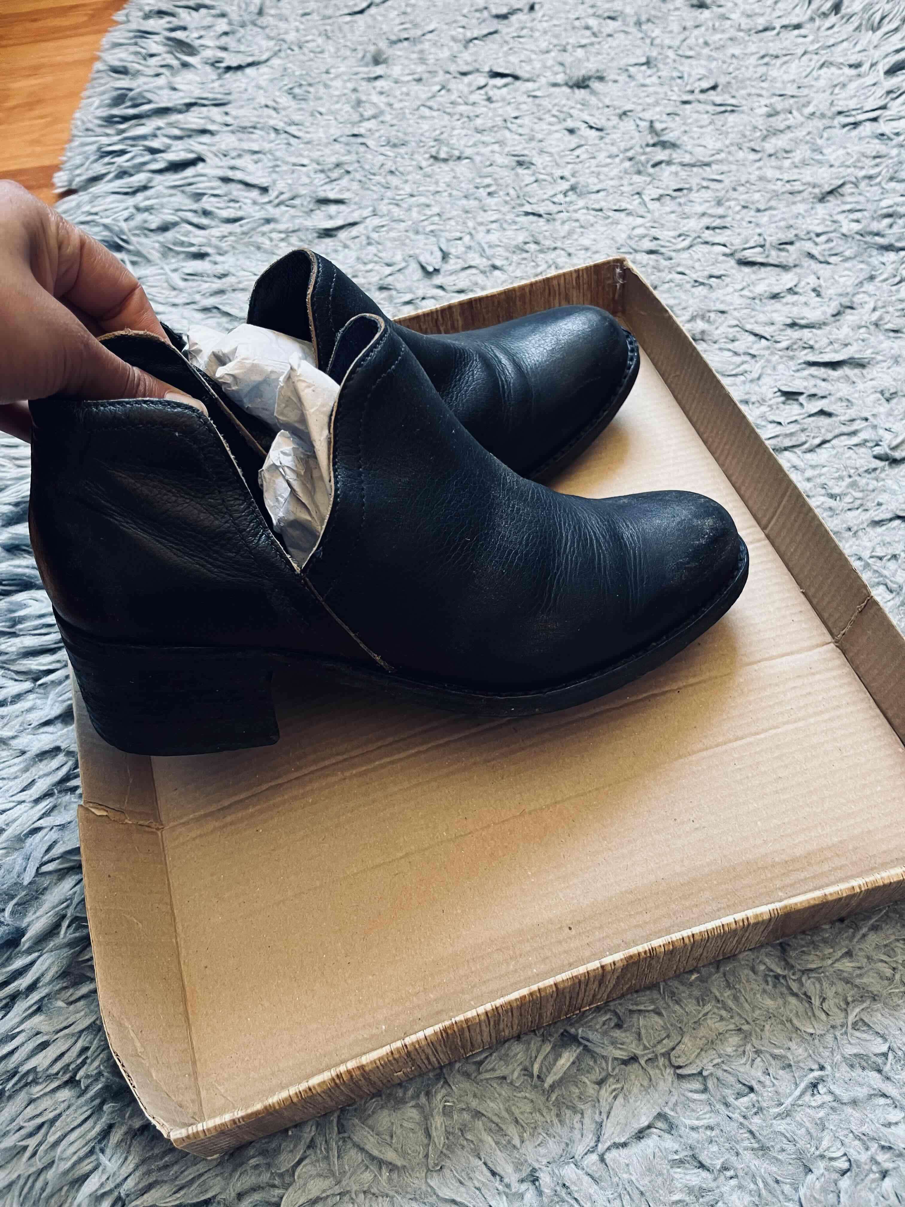 Botines de cuero negro talla 37 24.5cm pie - miniatura 3